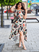 Asymetryczna sukienka hiszpanka z kwiatowym printem Stylowa XL
