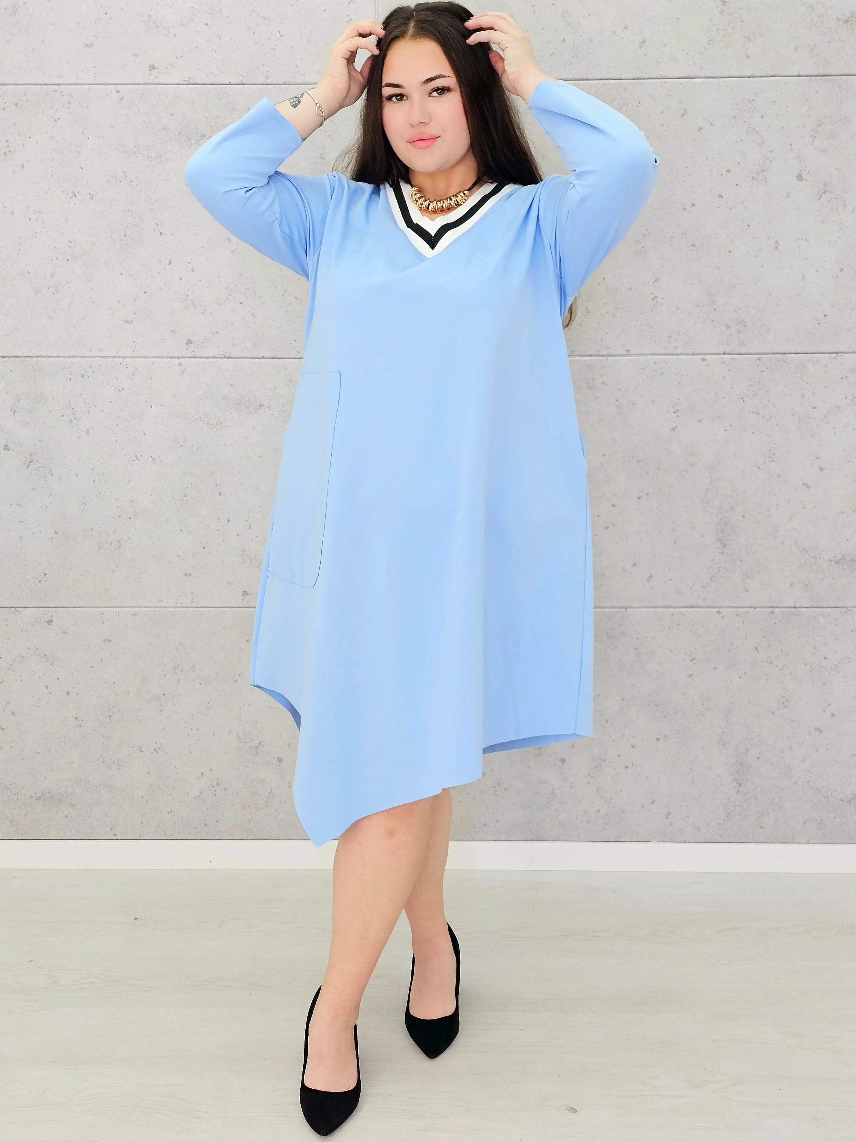 Asymetryczna sukienka z dekoltem V moda dla kobiet plus size Stylowa XL