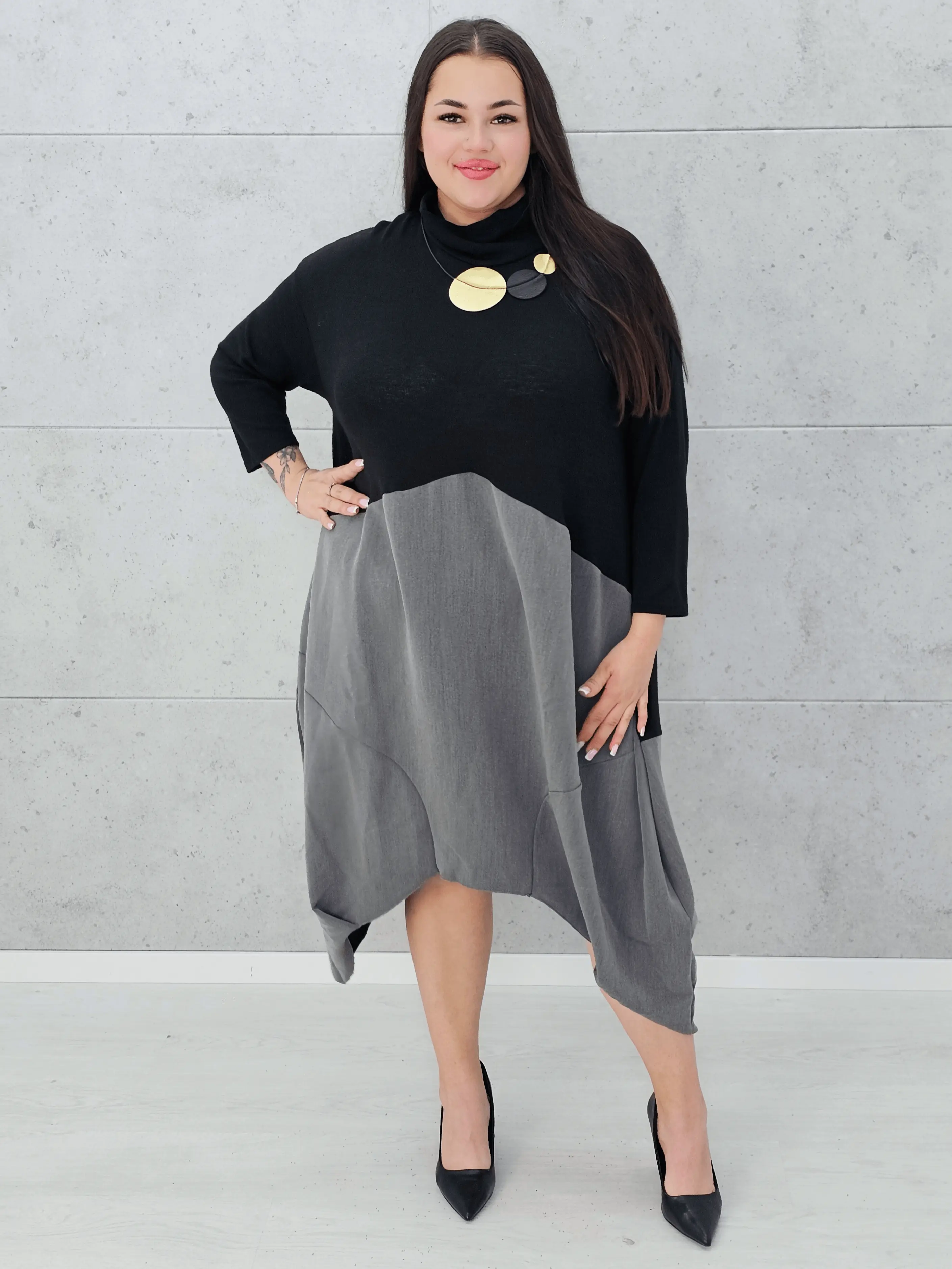 Asymetryczna sukienka z efektem 2w1 Stylowa XL