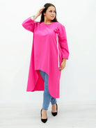 Asymetryczna tunika z kwiatową aplikacją Stylowa XL