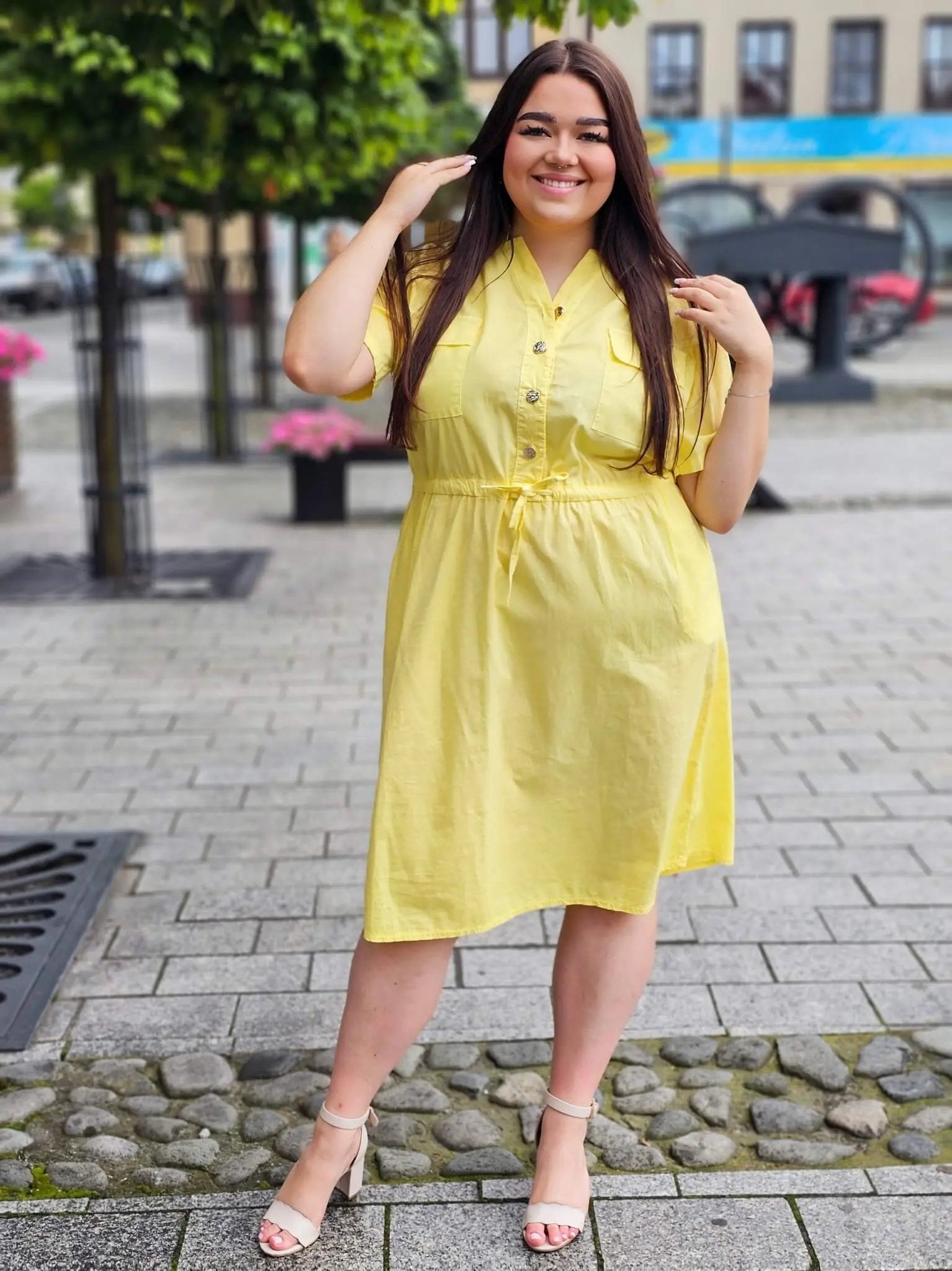 Bawełniana sukienka koszulowa Stylowa XL