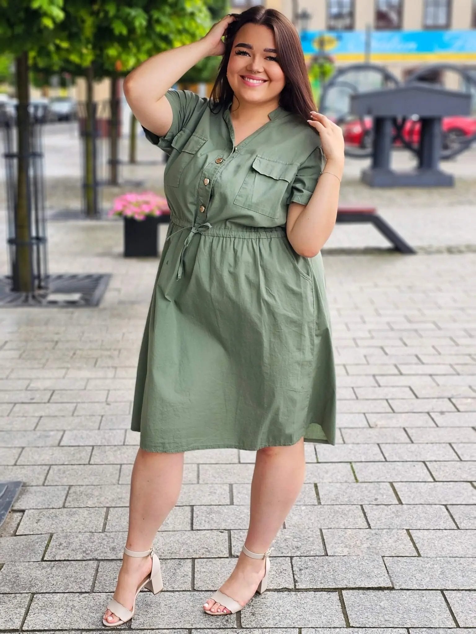 Bawełniana sukienka koszulowa Stylowa XL