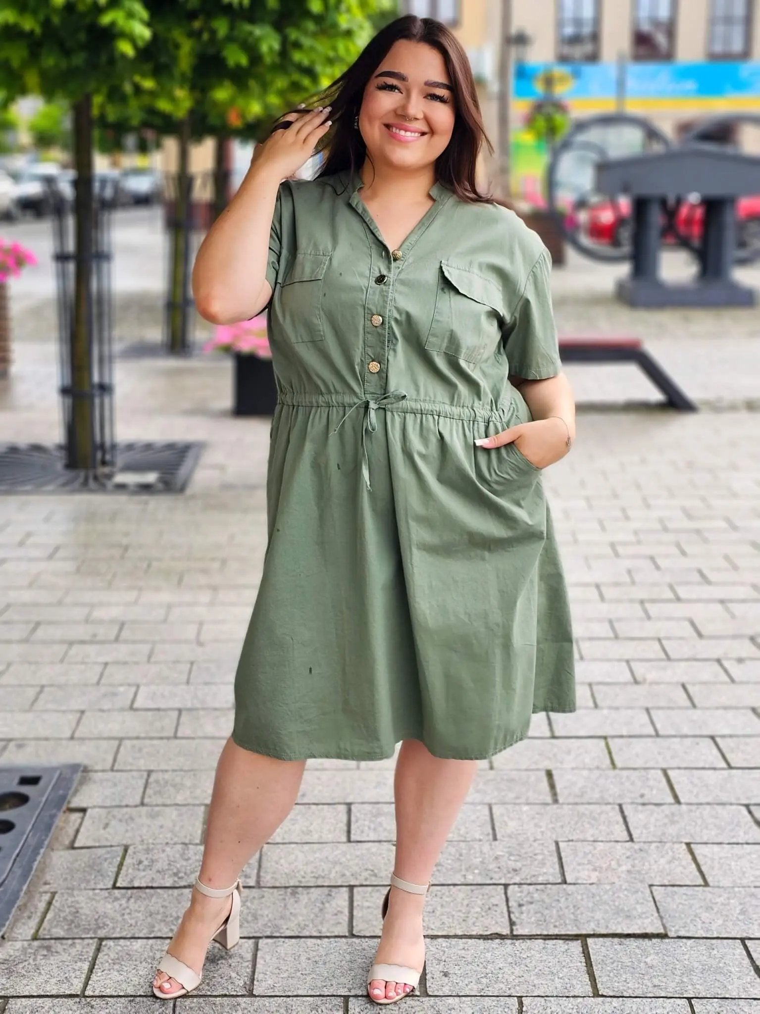 Bawełniana sukienka koszulowa Stylowa XL