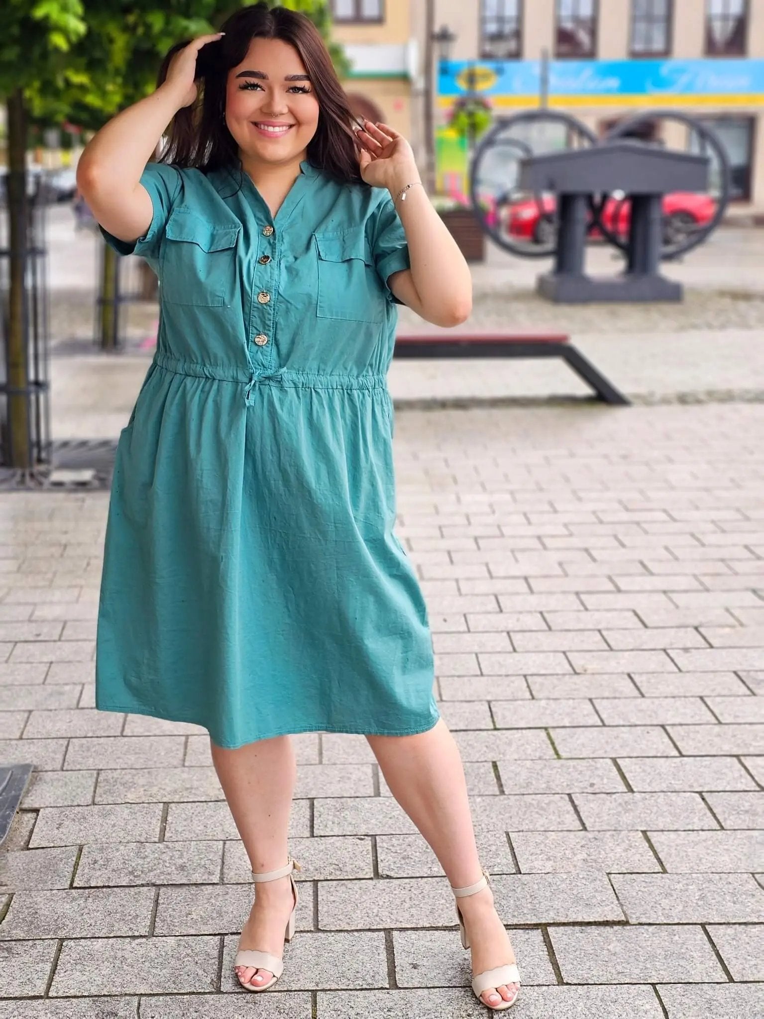 Bawełniana sukienka koszulowa Stylowa XL