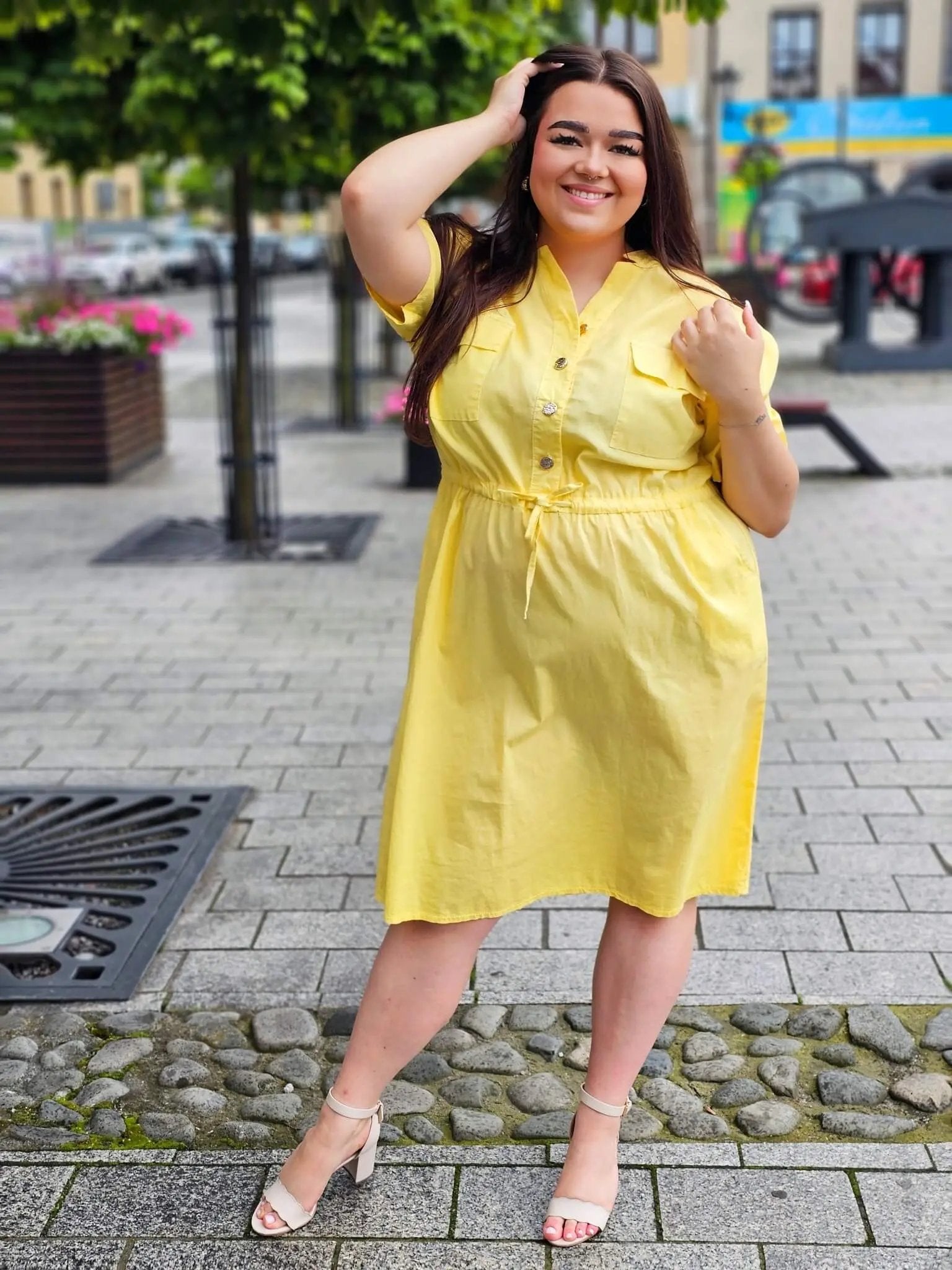 Bawełniana sukienka koszulowa Stylowa XL