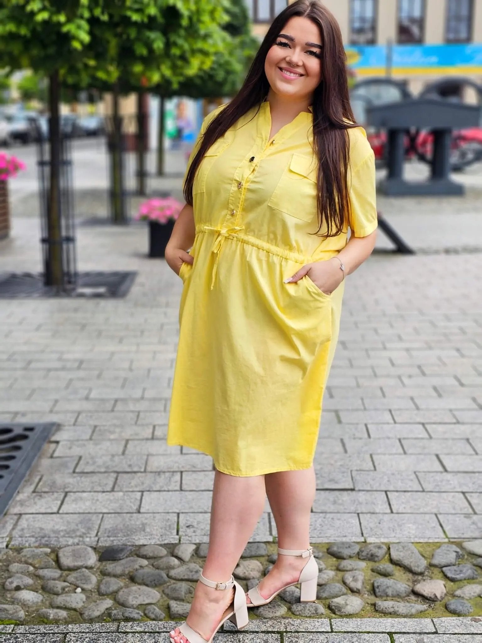 Bawełniana sukienka koszulowa Stylowa XL