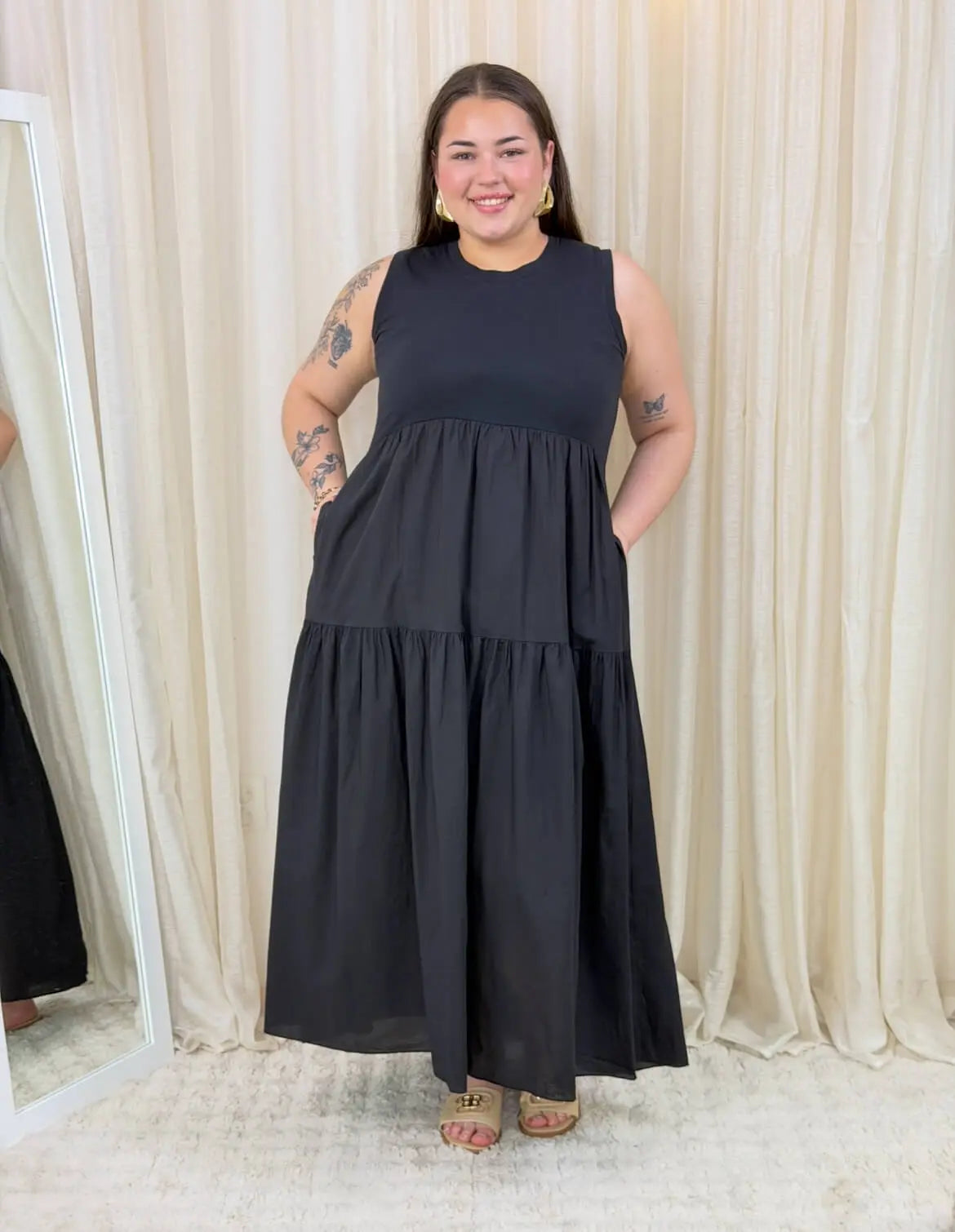 Bawełniana sukienka maxi bez rękawów Stylowa XL