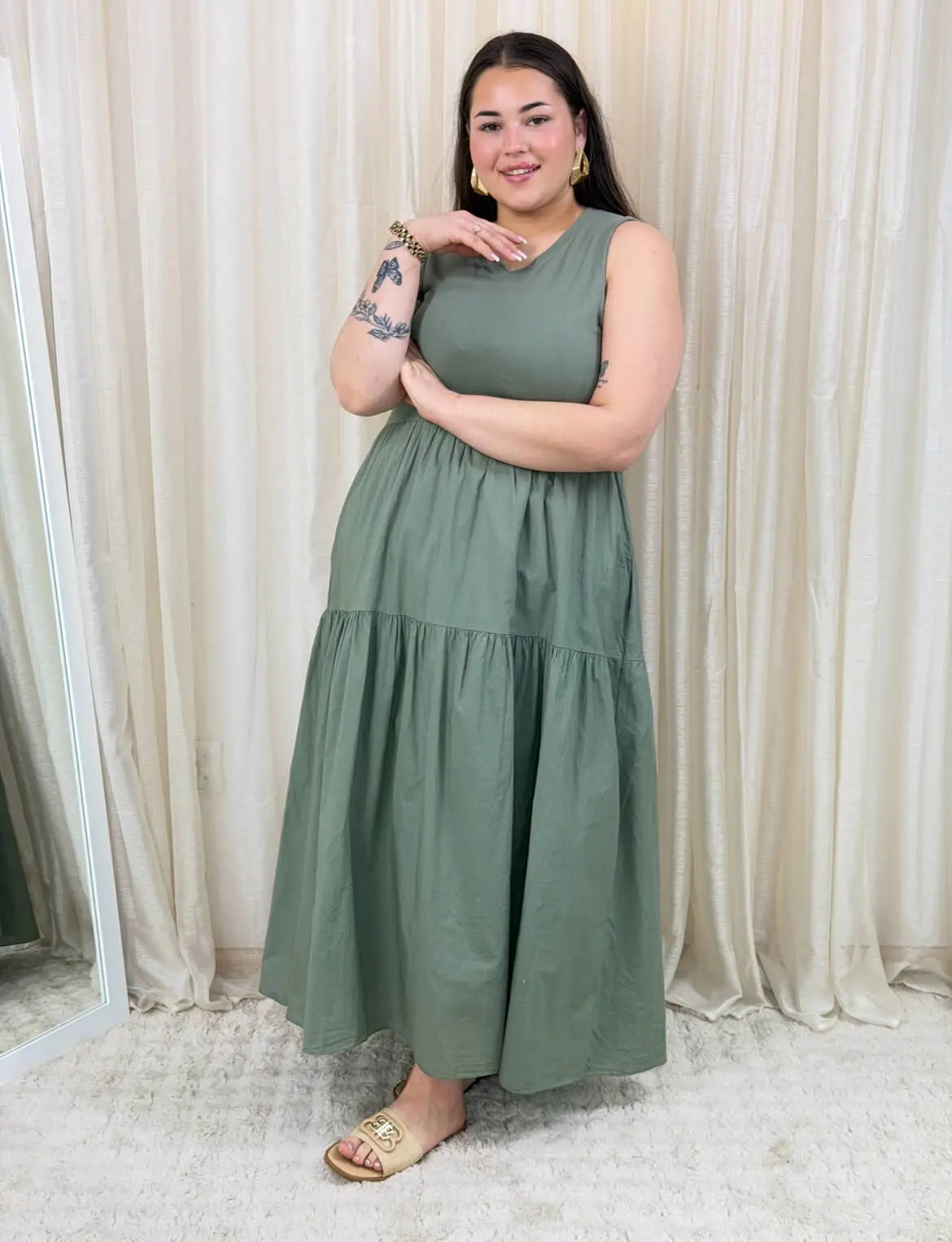 Bawełniana sukienka maxi bez rękawów Stylowa XL