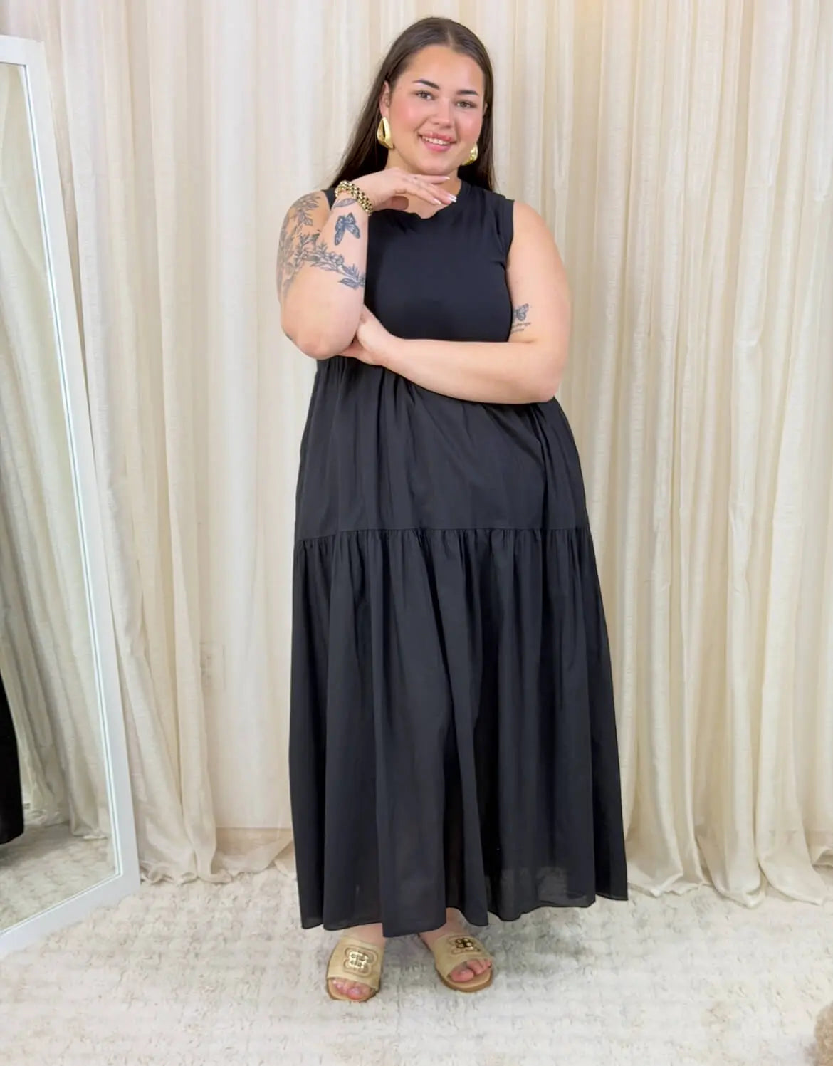 Bawełniana sukienka maxi bez rękawów Stylowa XL