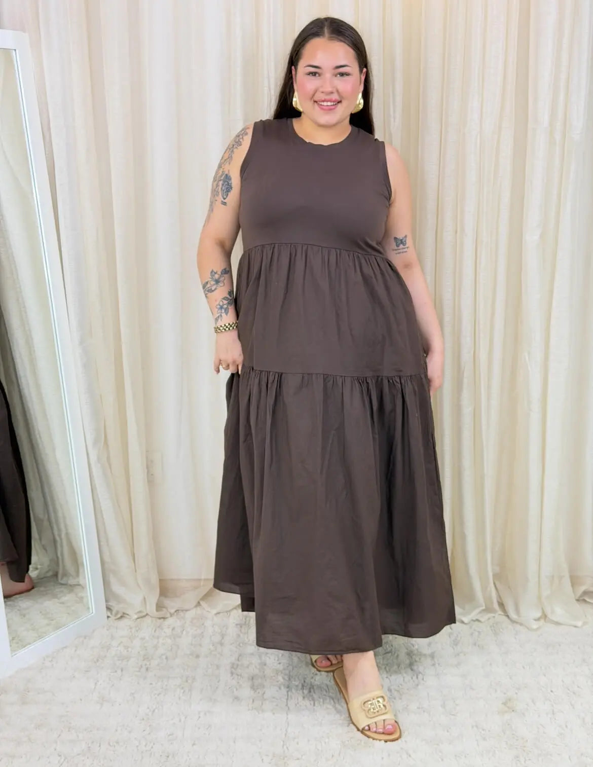 Bawełniana sukienka maxi bez rękawów Stylowa XL