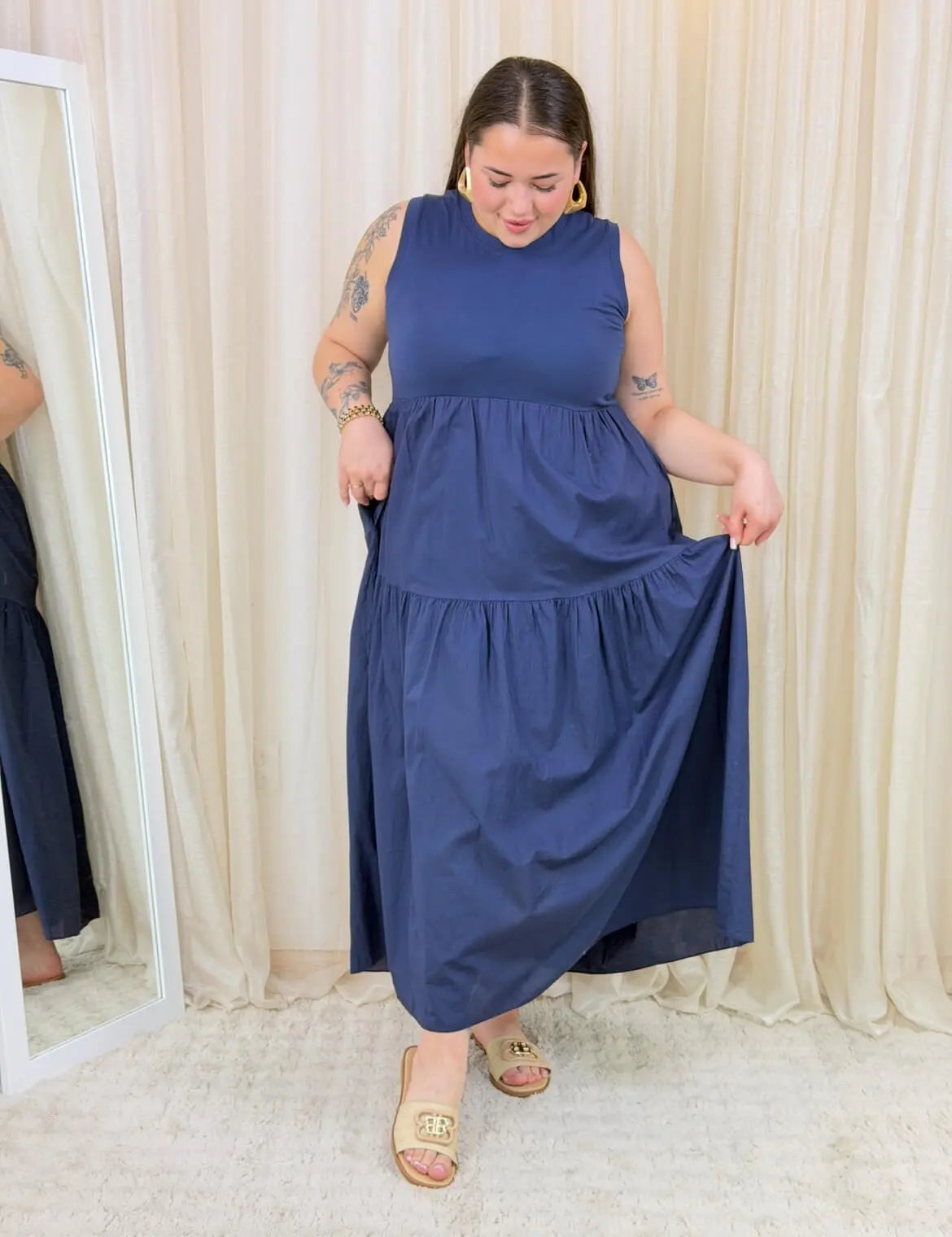 Bawełniana sukienka maxi bez rękawów Stylowa XL