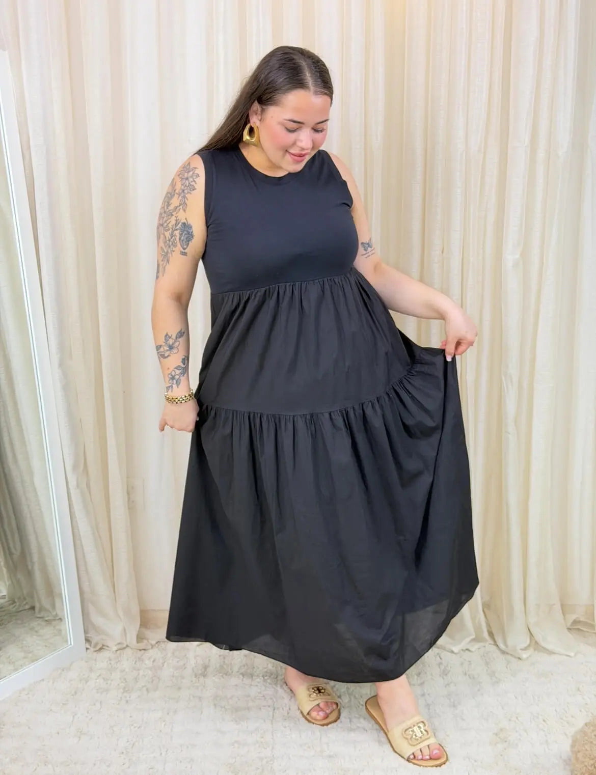 Bawełniana sukienka maxi bez rękawów Stylowa XL