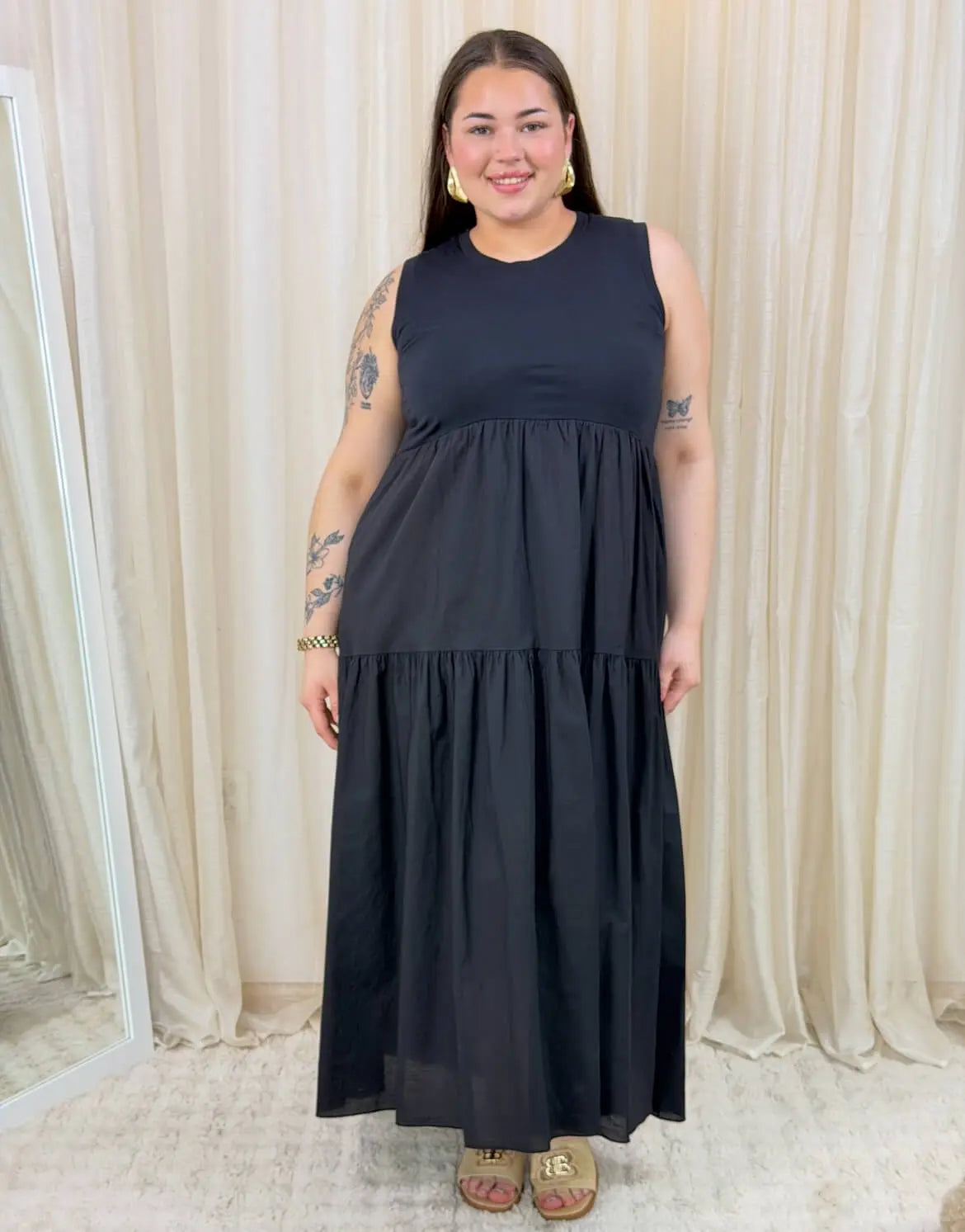 Bawełniana sukienka maxi bez rękawów Stylowa XL