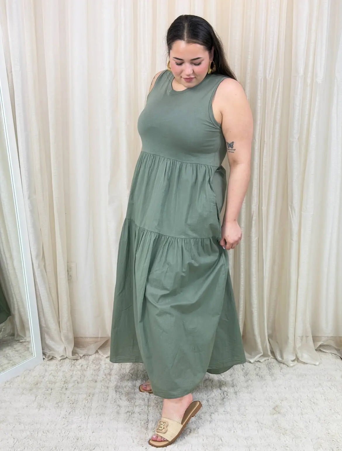 Bawełniana sukienka maxi bez rękawów Stylowa XL