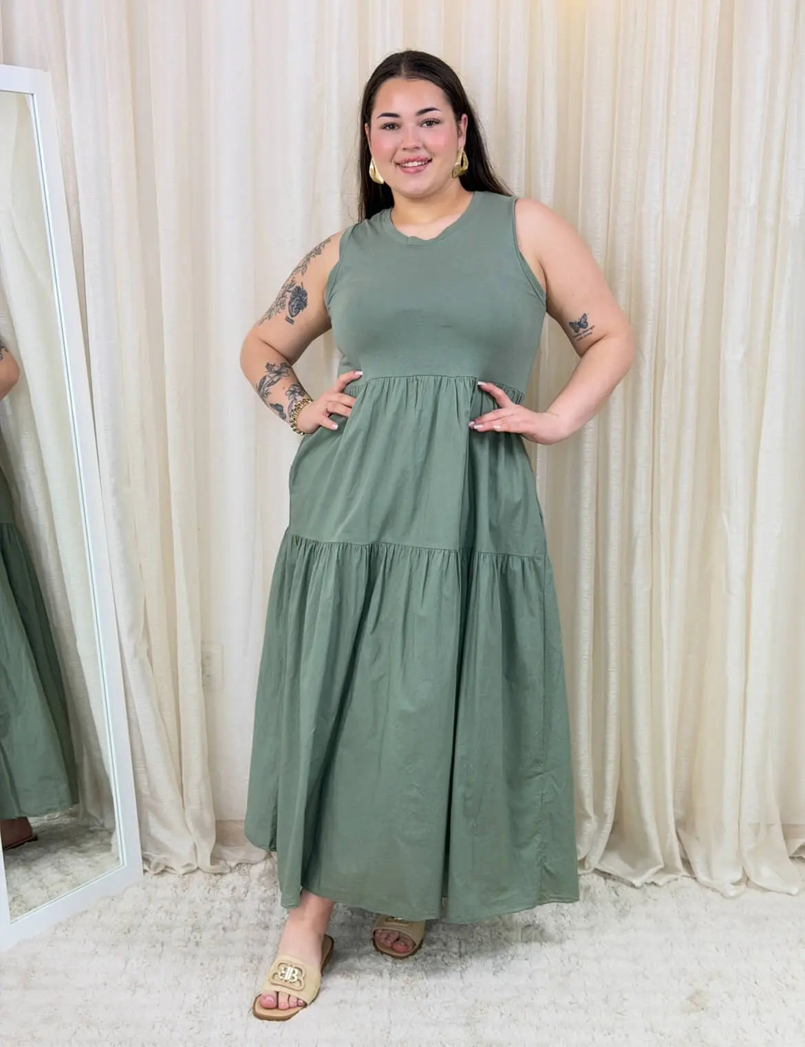 Bawełniana sukienka maxi bez rękawów Stylowa XL