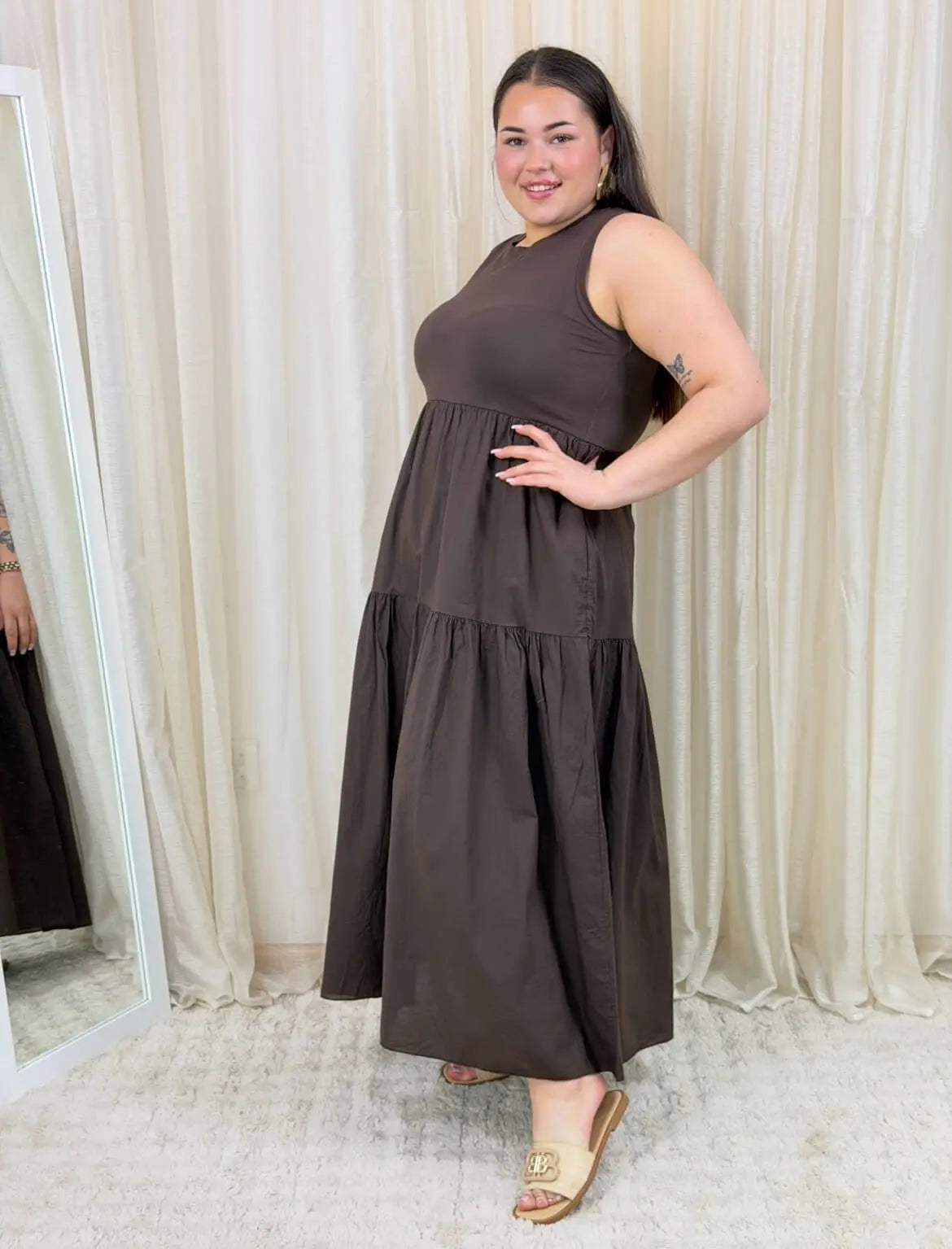 Bawełniana sukienka maxi bez rękawów Stylowa XL