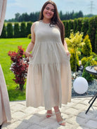 Bawełniana sukienka maxi bez rękawów Stylowa XL