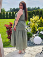 Bawełniana sukienka maxi bez rękawów Stylowa XL