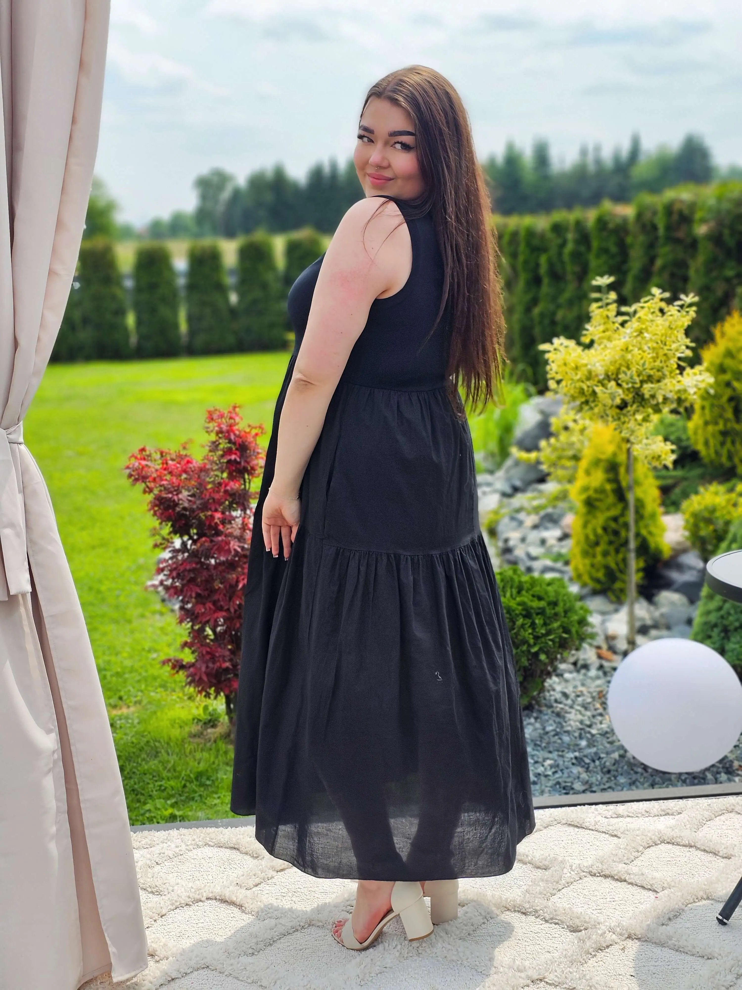 Bawełniana sukienka maxi bez rękawów Stylowa XL