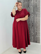 Bawełniana sukienka maxi z falbankami Stylowa XL