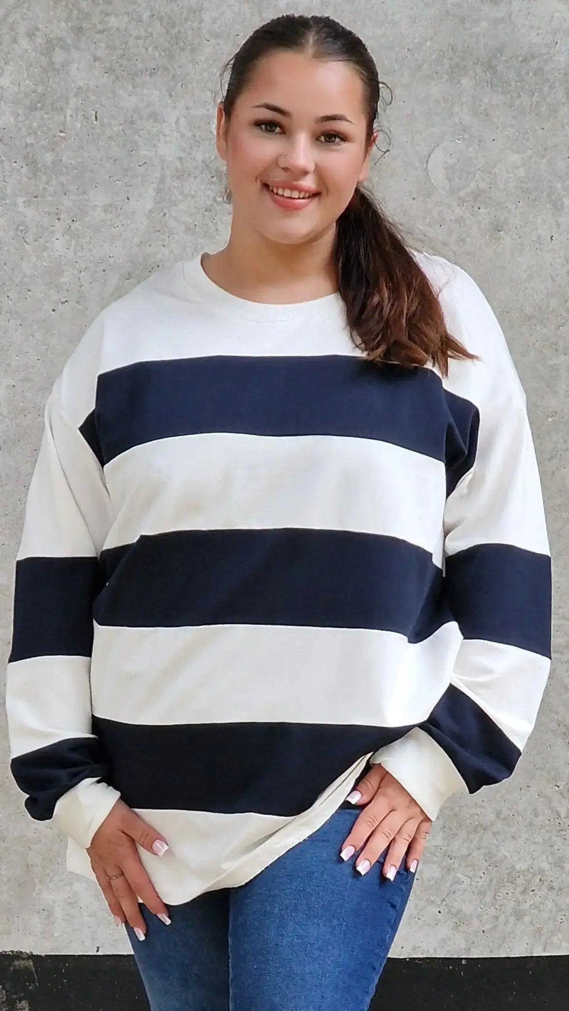 Bluza oversize w szerokie pasy Stylowa XL