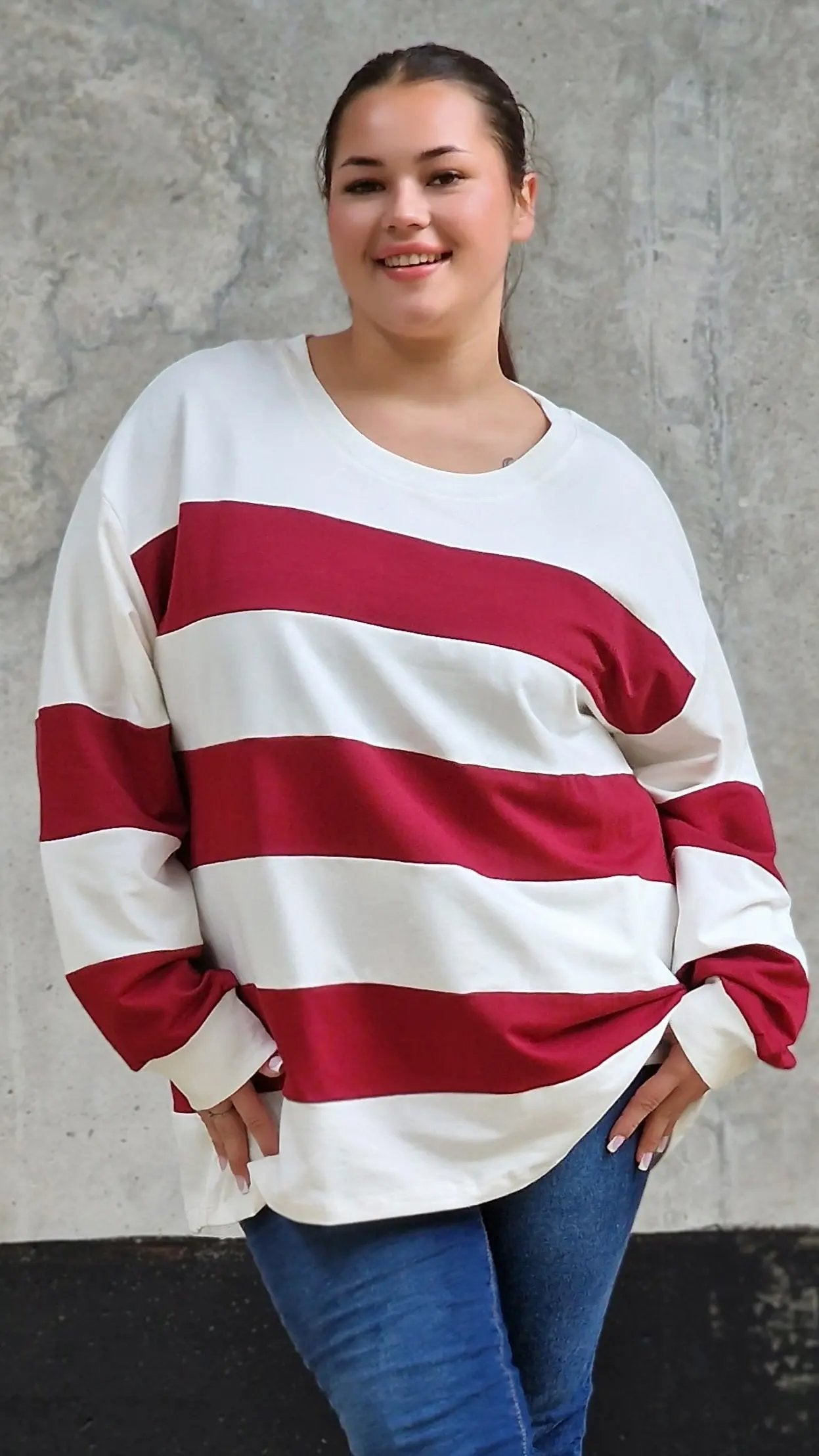 Bluza oversize w szerokie pasy Stylowa XL