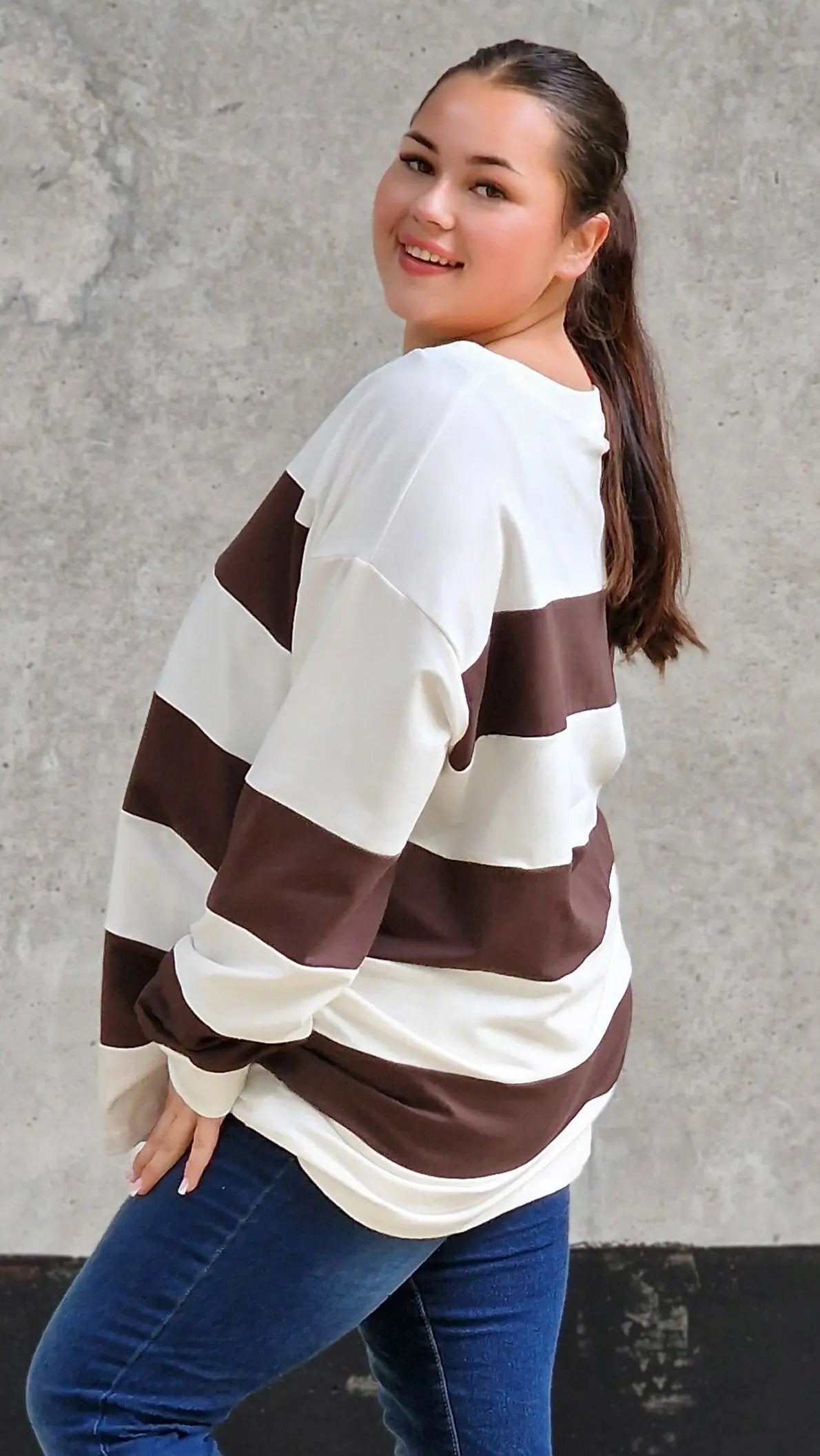 Bluza oversize w szerokie pasy Stylowa XL