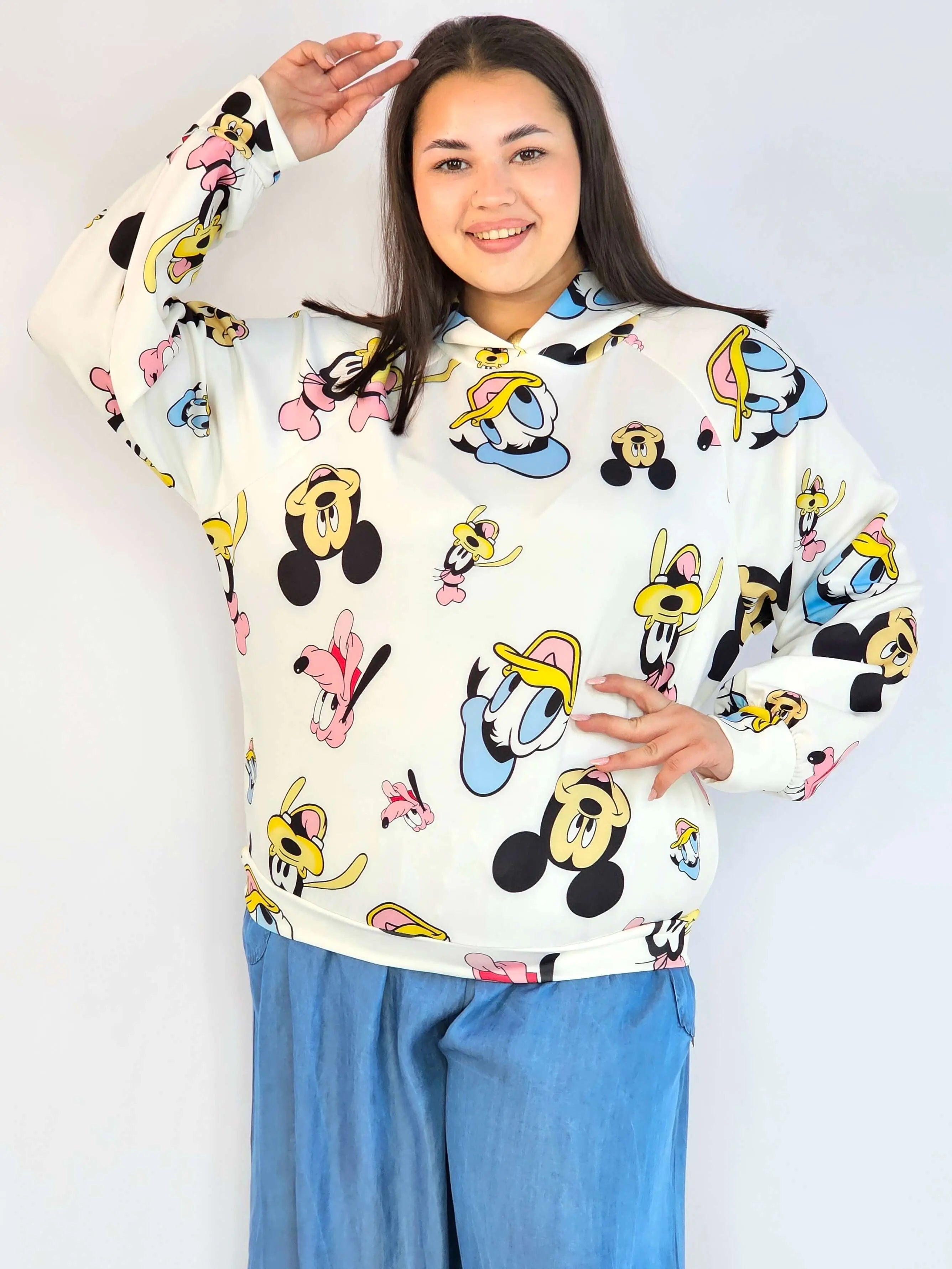 Bluza plus size z kapturem – bluza XXL damska z modnym nadrukiem Stylowa XL