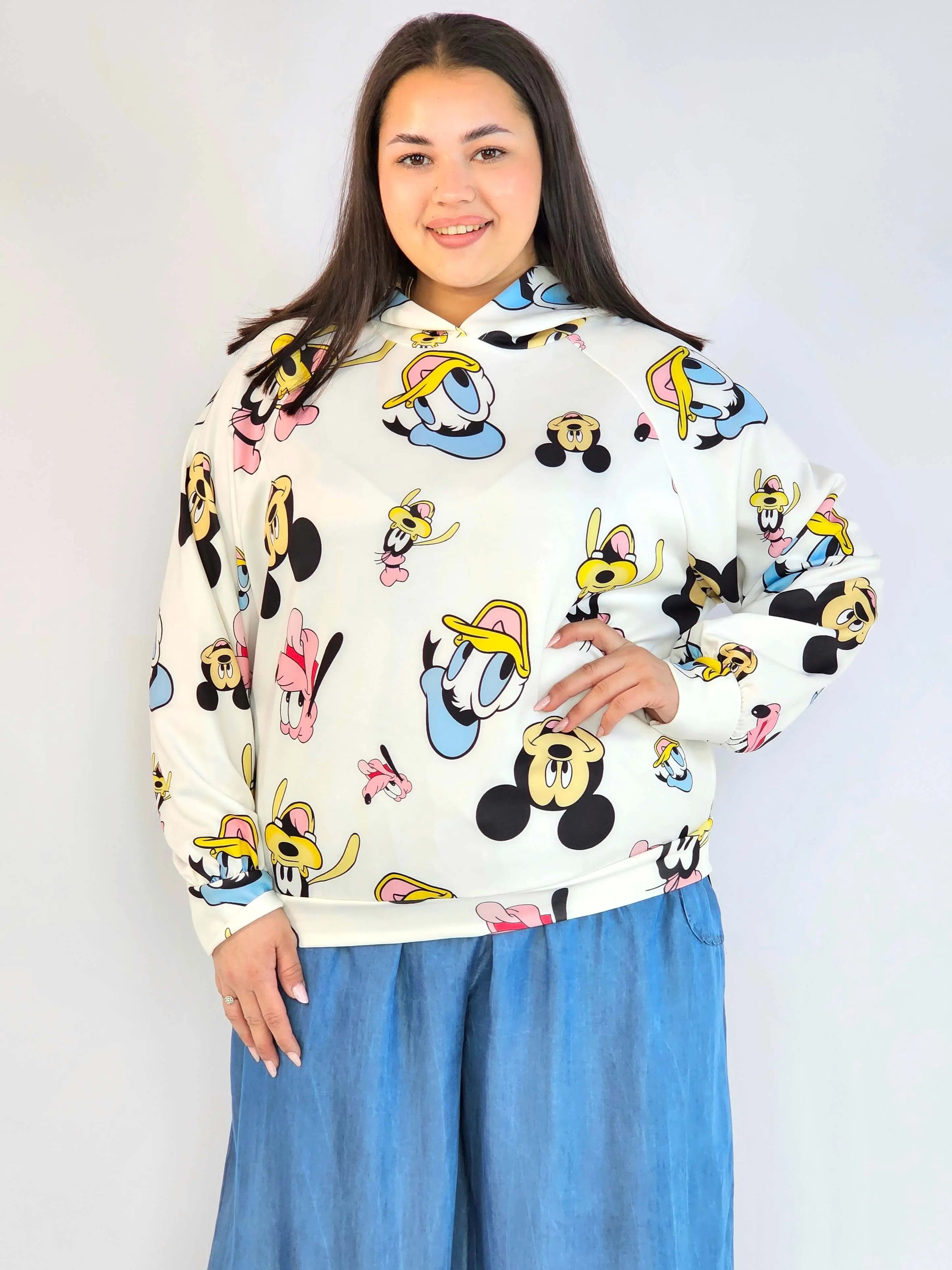 Bluza plus size z kapturem – bluza XXL damska z modnym nadrukiem Stylowa XL