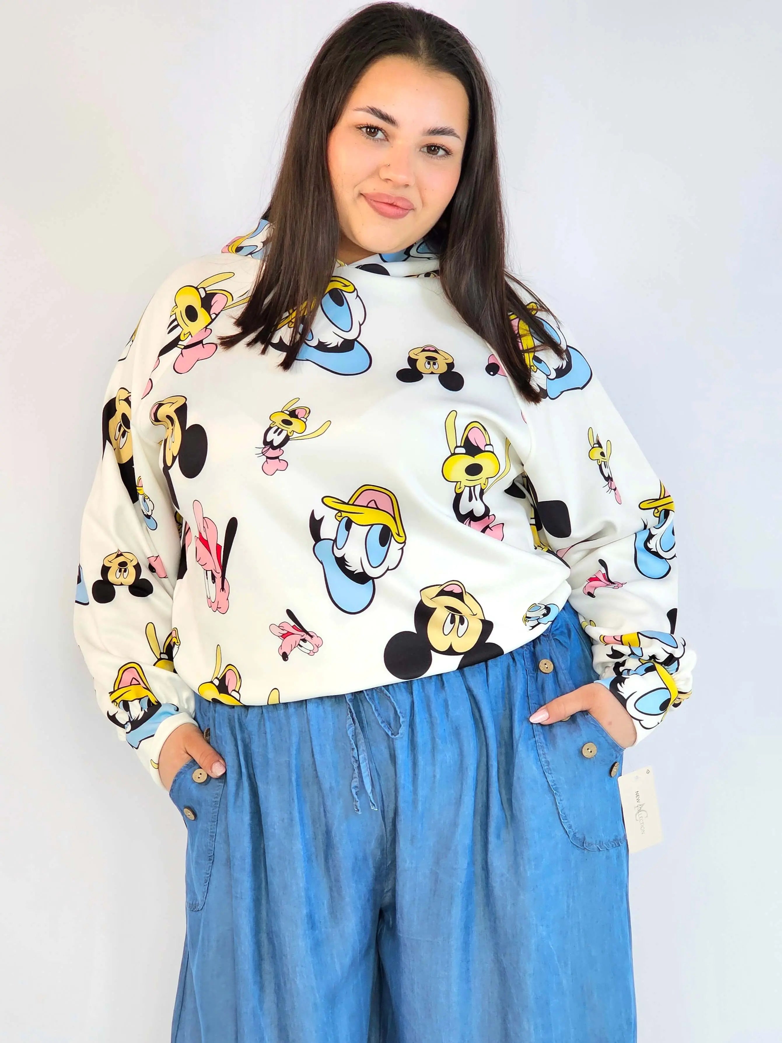 Bluza plus size z kapturem – bluza XXL damska z modnym nadrukiem Stylowa XL