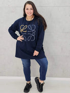 Bluza plus size z kryształkowym zdobieniem Stylowa XL