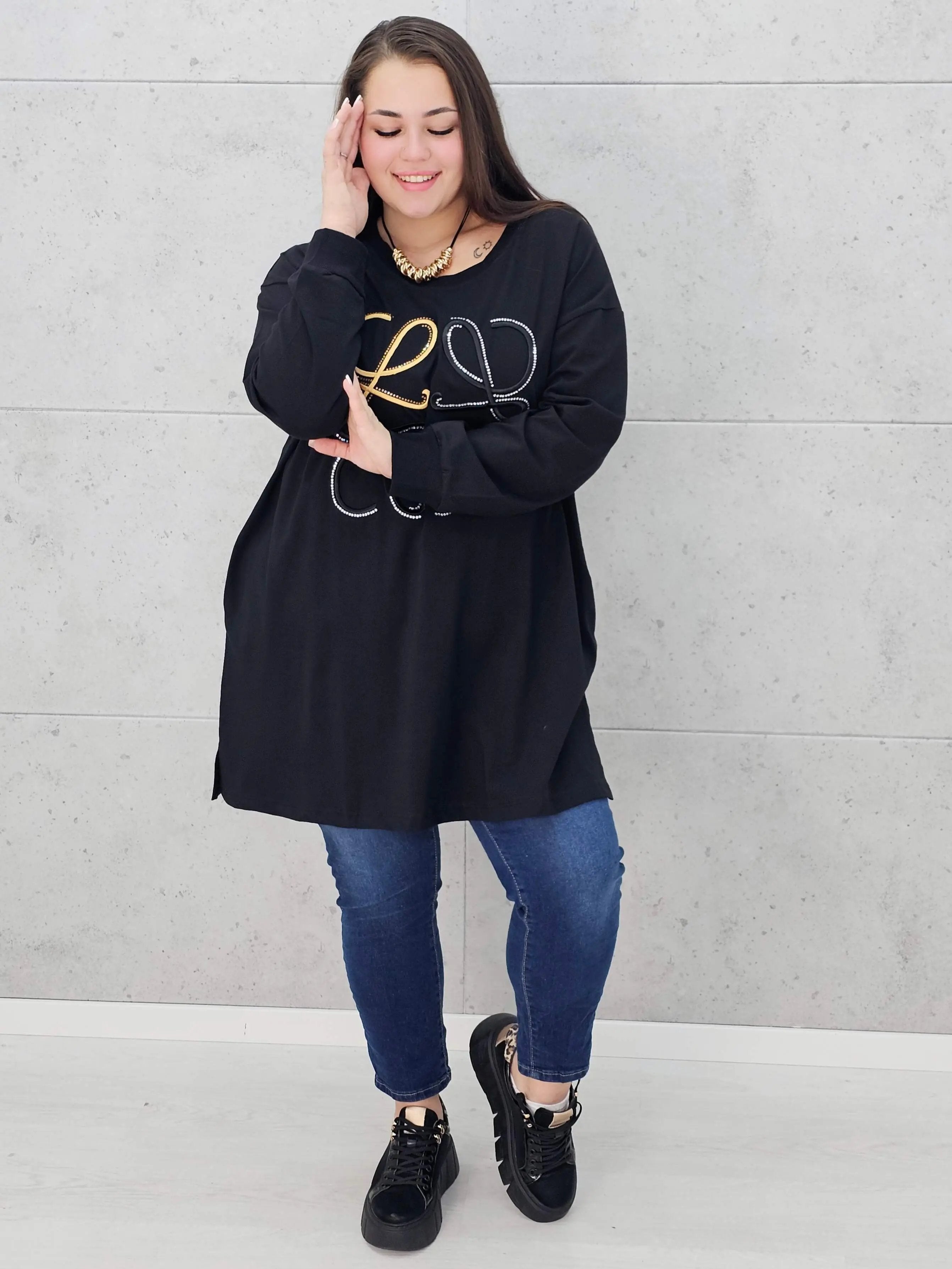 Bluza plus size z kryształkowym zdobieniem Stylowa XL