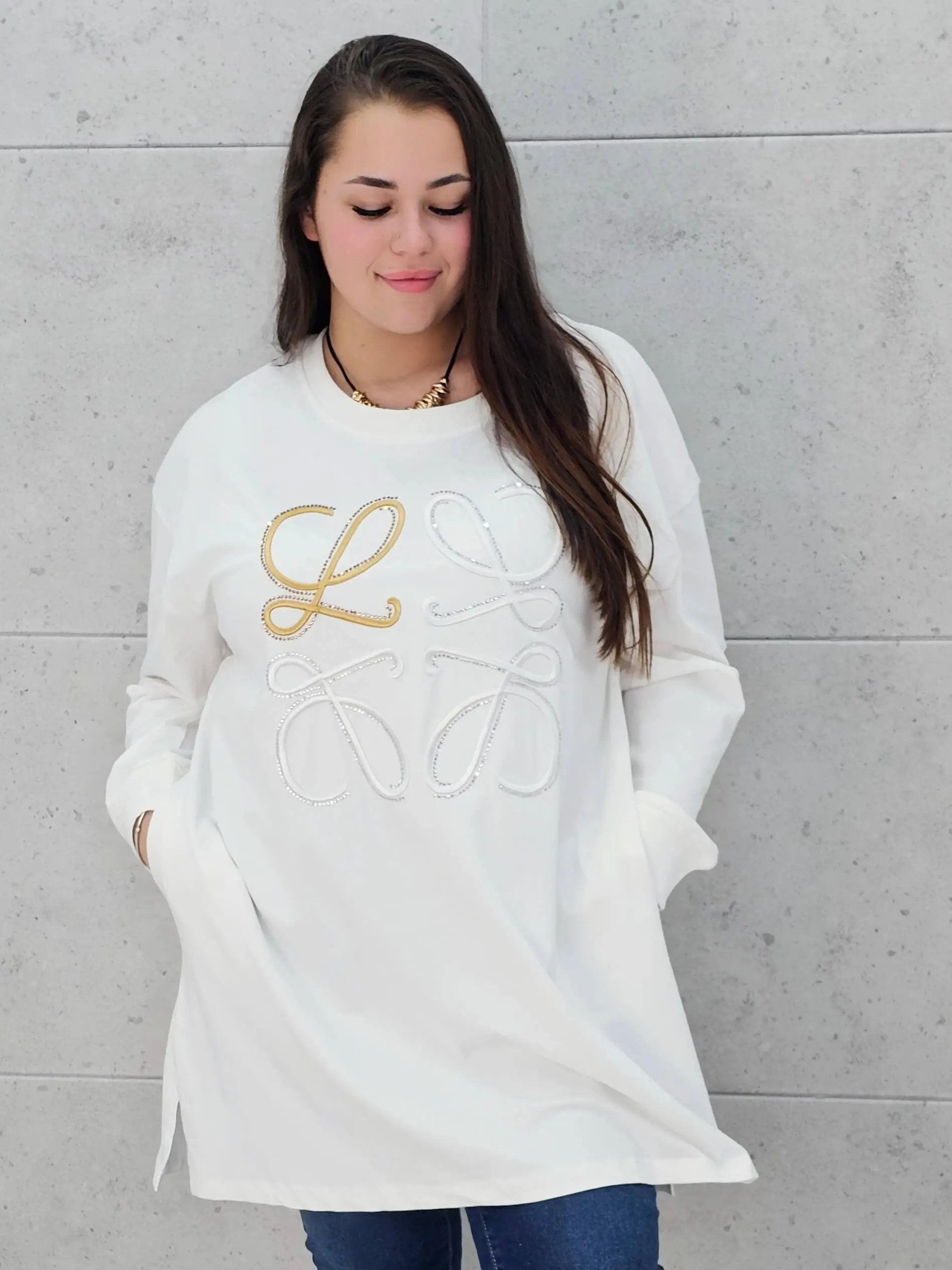 Bluza plus size z kryształkowym zdobieniem Stylowa XL