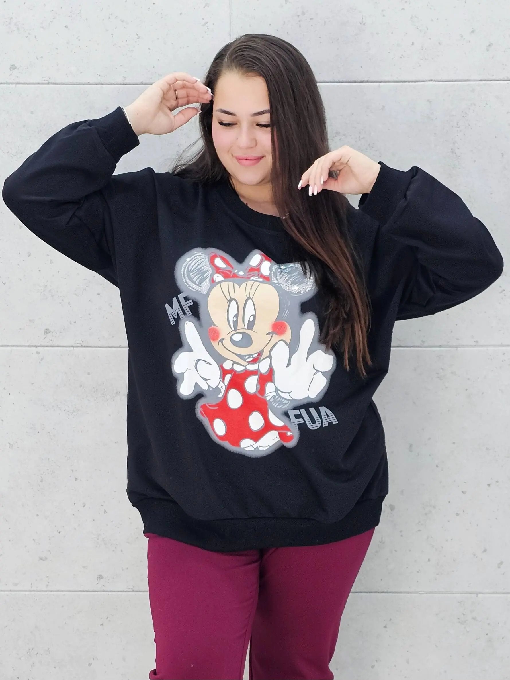 Bluza plus size z nadrukiem Minnie – modna i wygodna bluza XXL Stylowa XL
