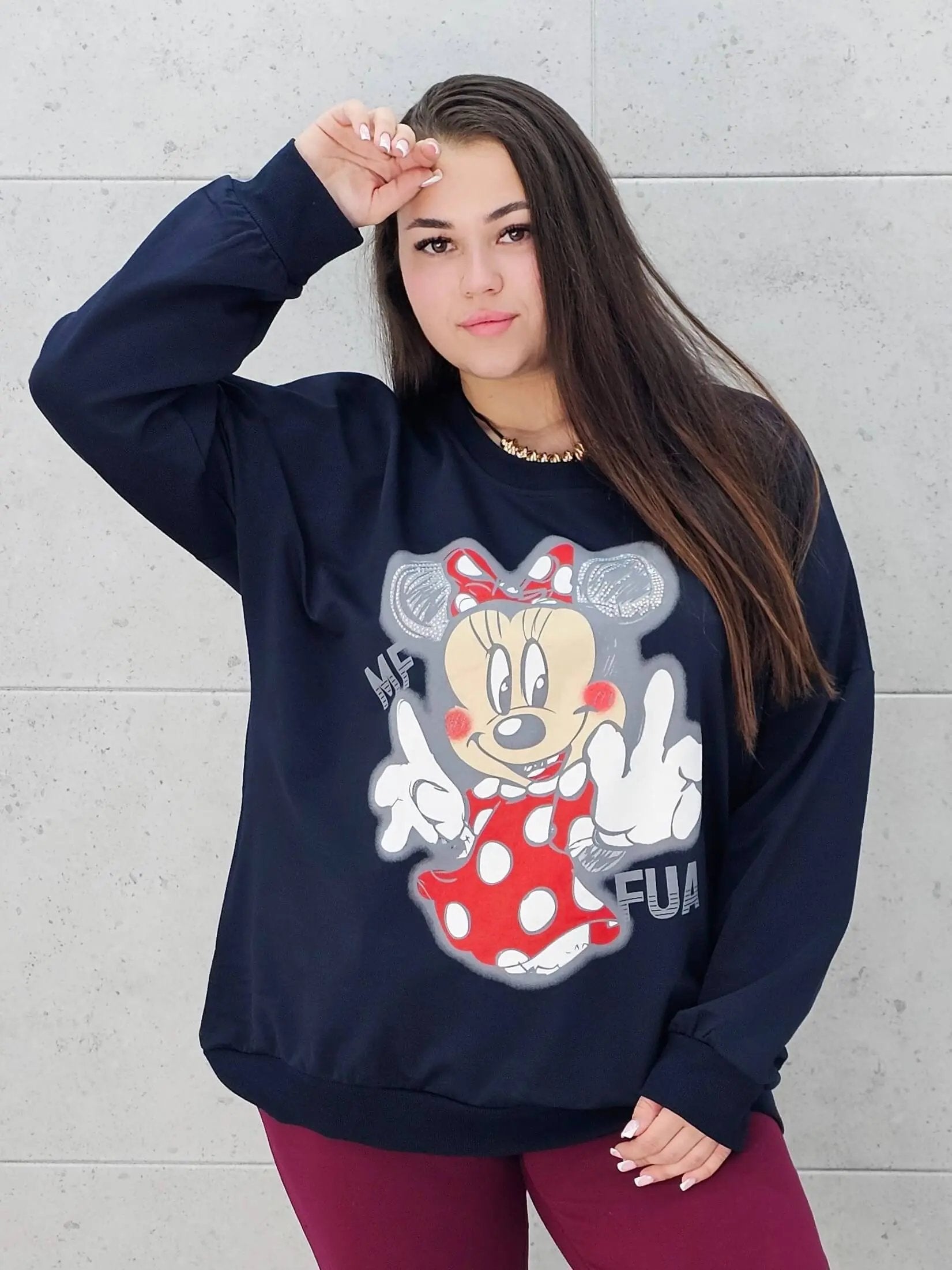 Bluza plus size z nadrukiem Minnie – modna i wygodna bluza XXL Stylowa XL