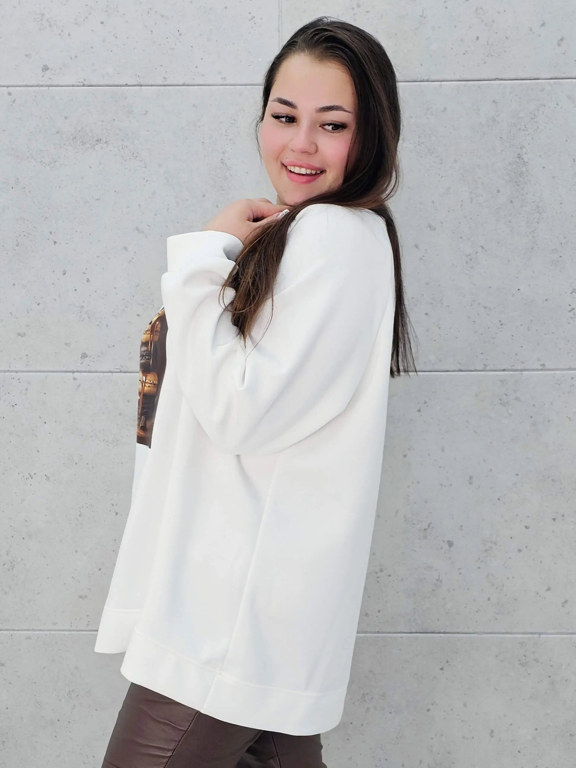 Bluza plus size z nadrukiem makaroników – modna bluza XXL z printem Stylowa XL
