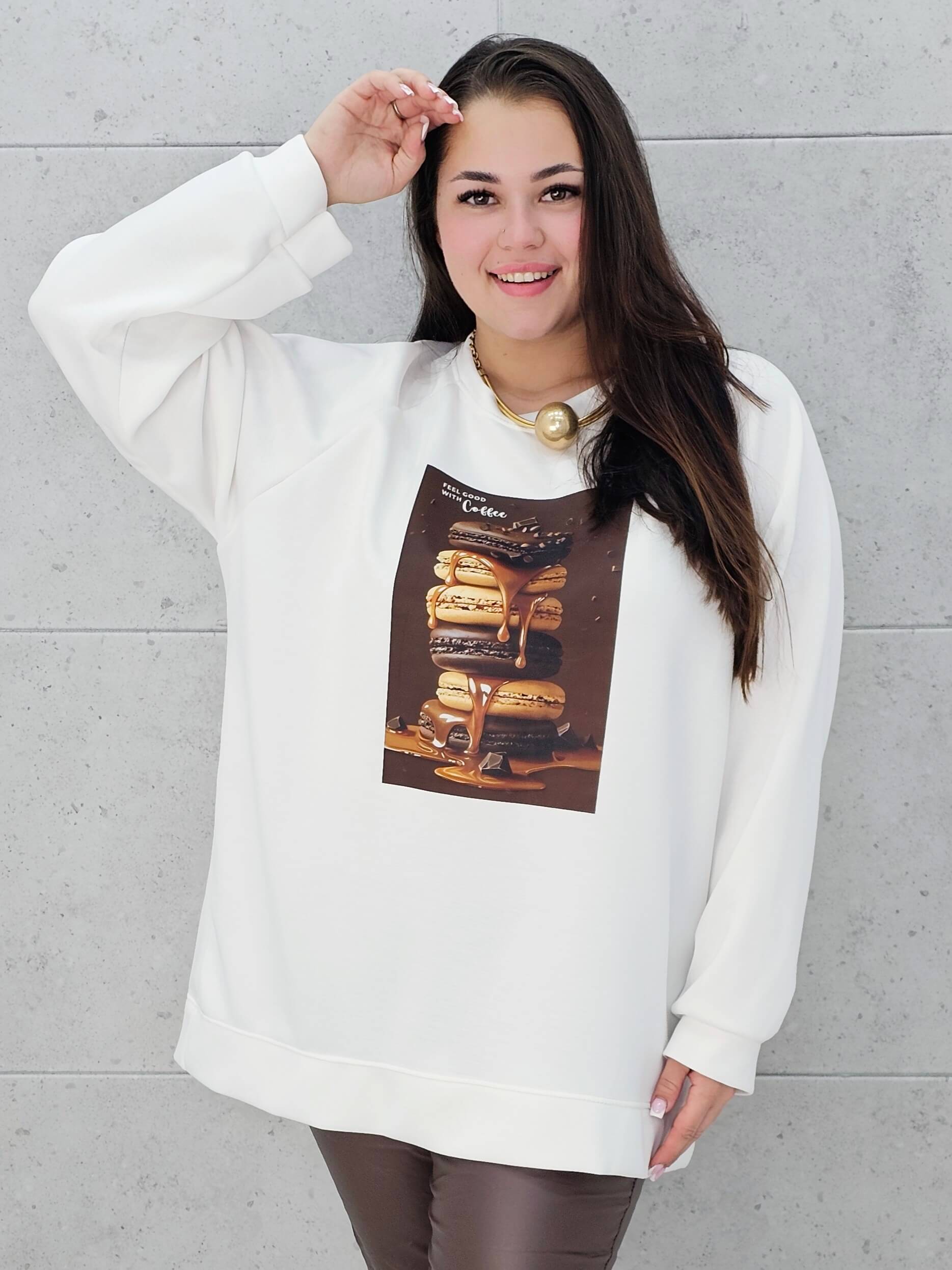 Bluza plus size z nadrukiem makaroników – modna bluza XXL z printem Stylowa XL