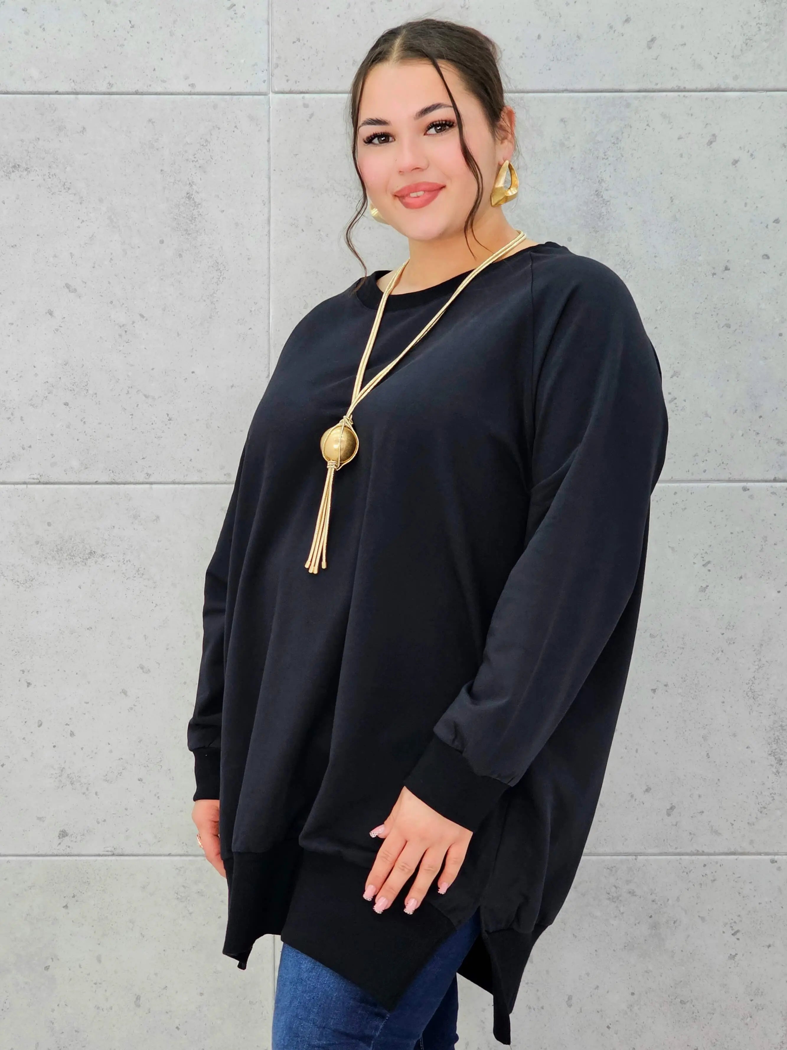 Bluza z dłuższym tyłem XXL – modna bluza plus size dla kobiet Stylowa XL