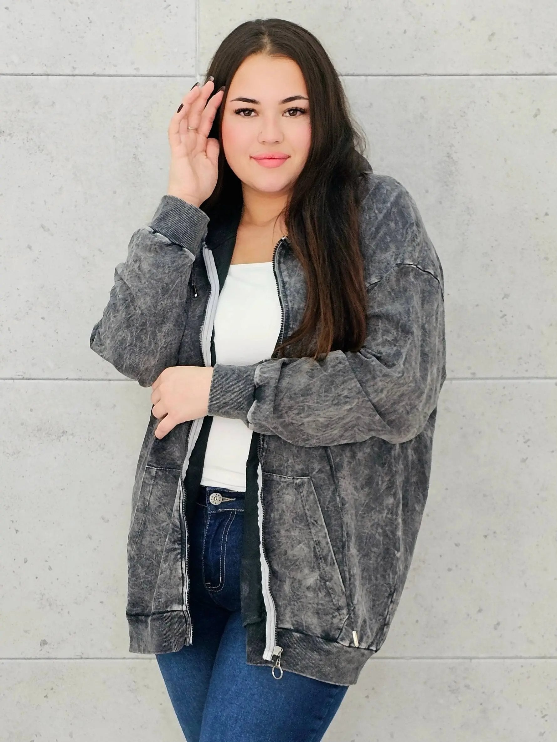 Bluza z efektem sprania z kapturem – moda dla kobiet plus size Stylowa XL