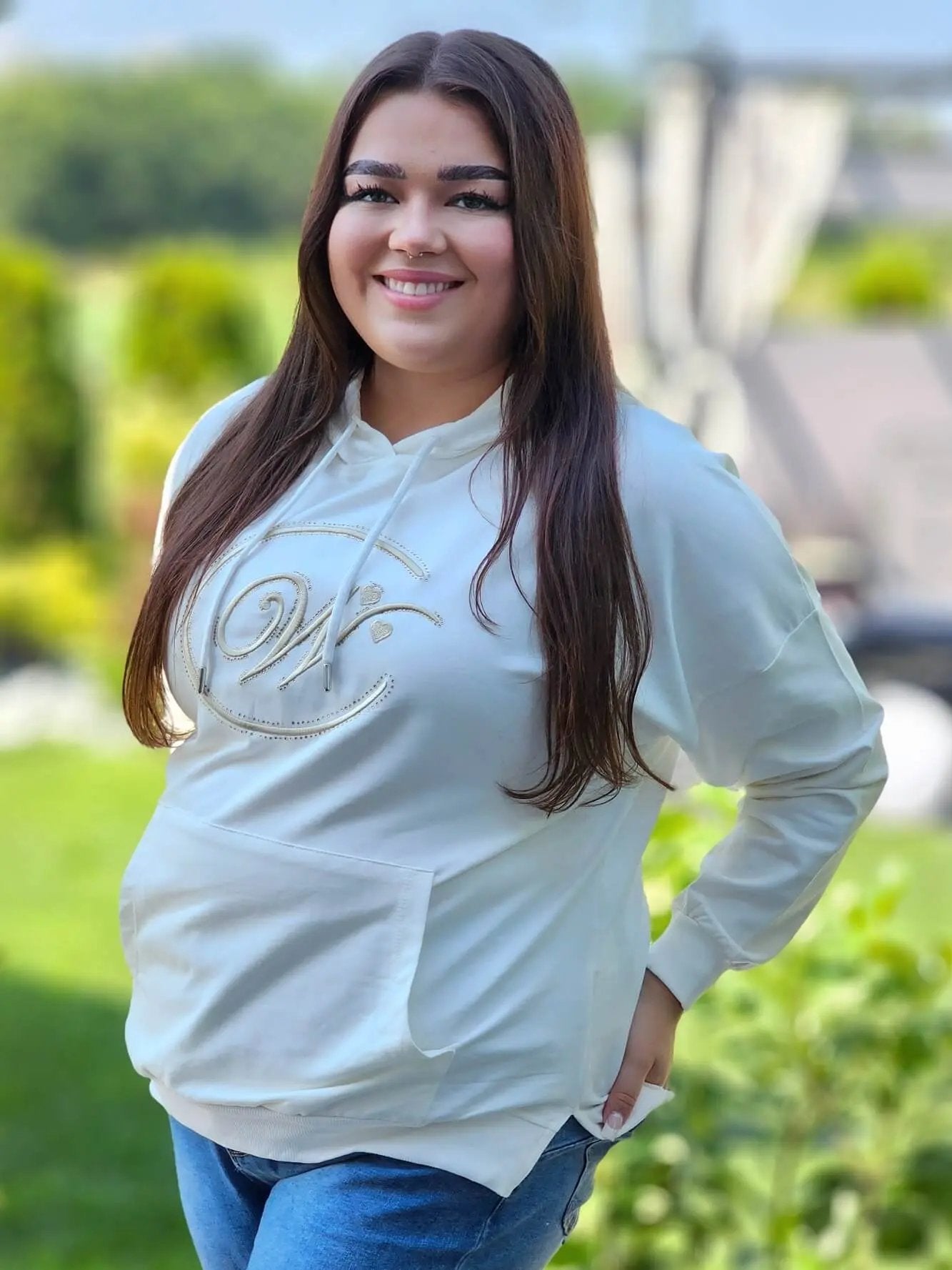 Bluza z haftowanym monogramem Stylowa XL