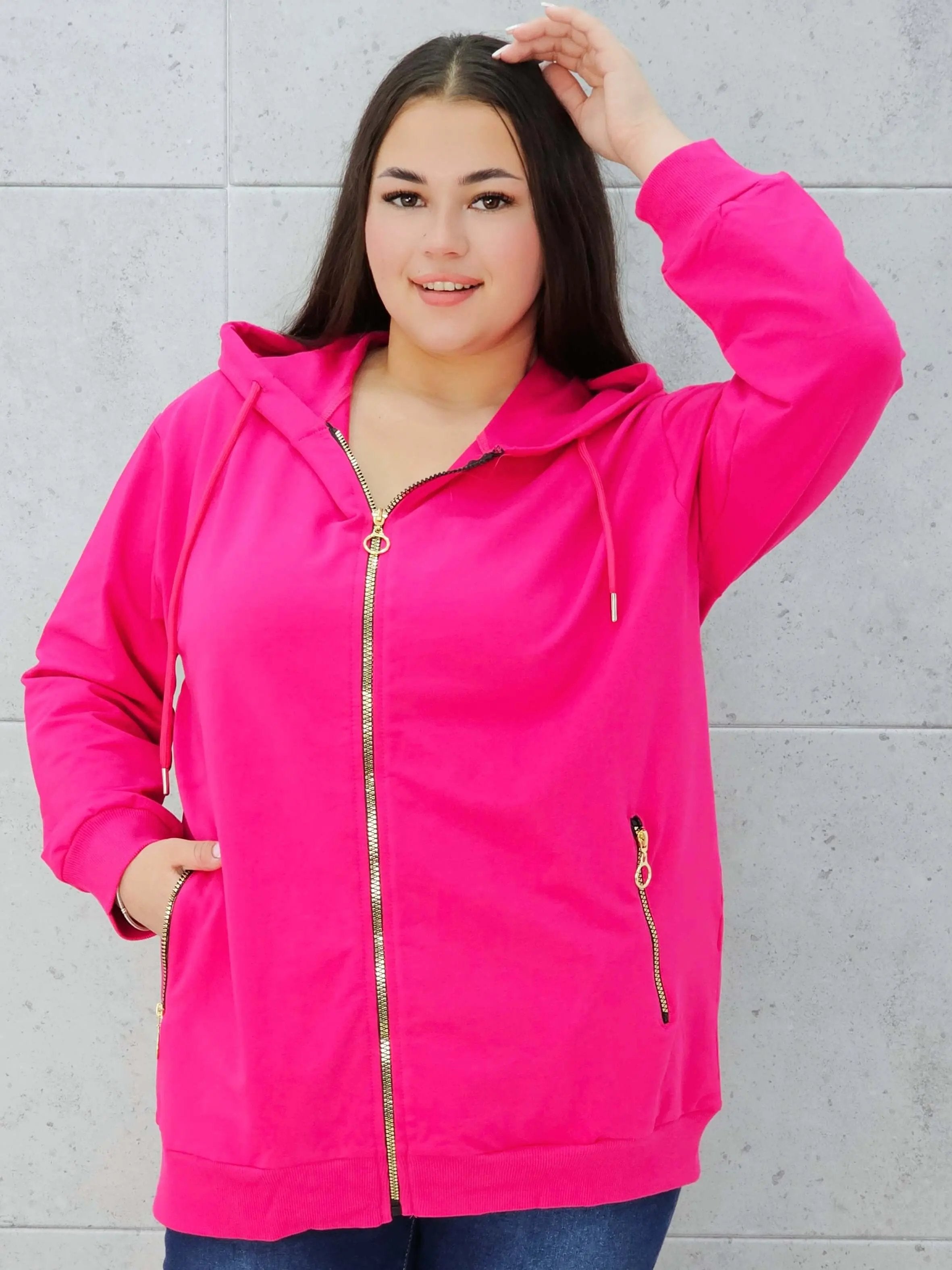 Bluza z kapturem i złotymi zamkami Stylowa XL