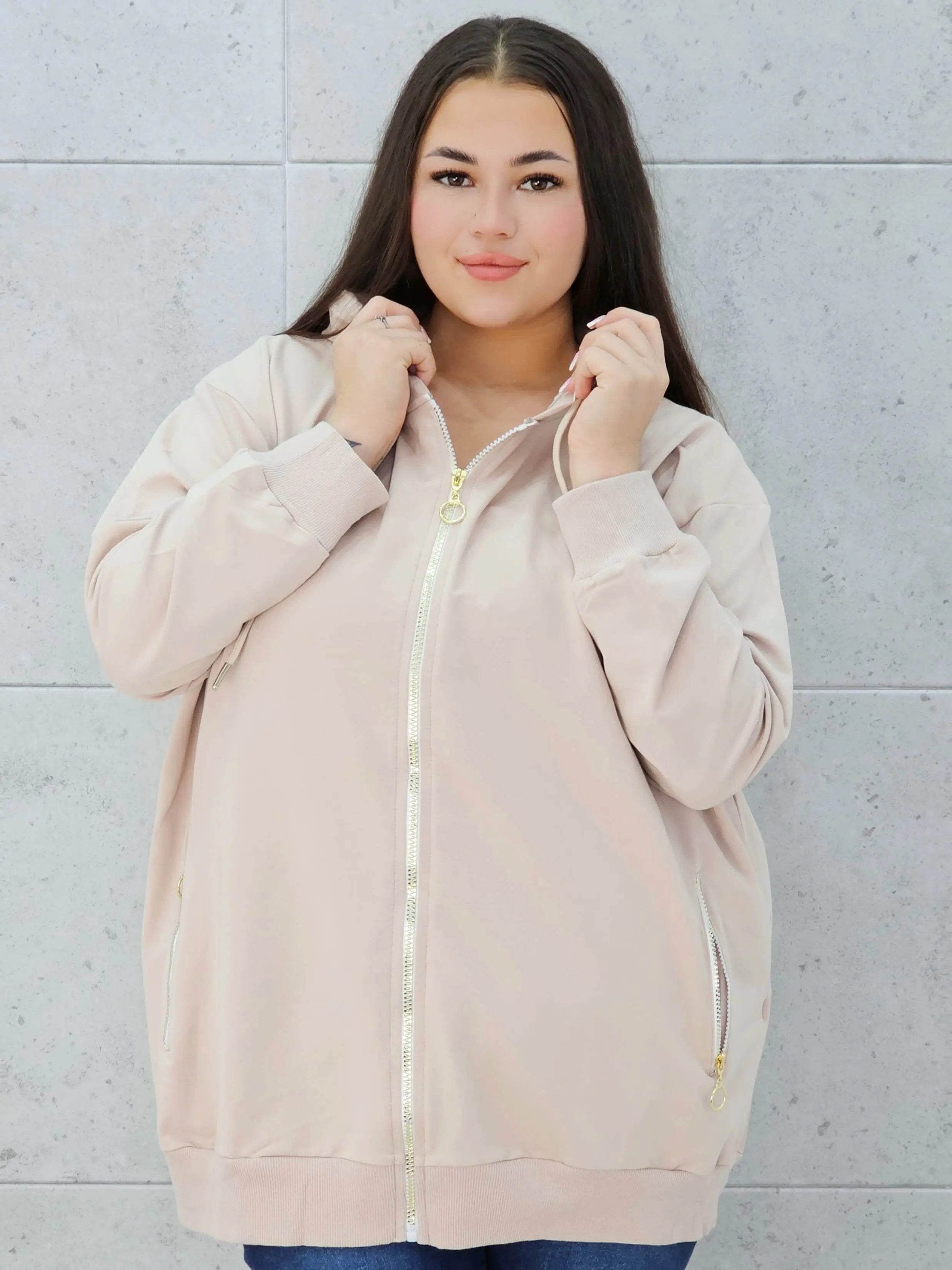 Bluza z kapturem i złotymi zamkami Stylowa XL