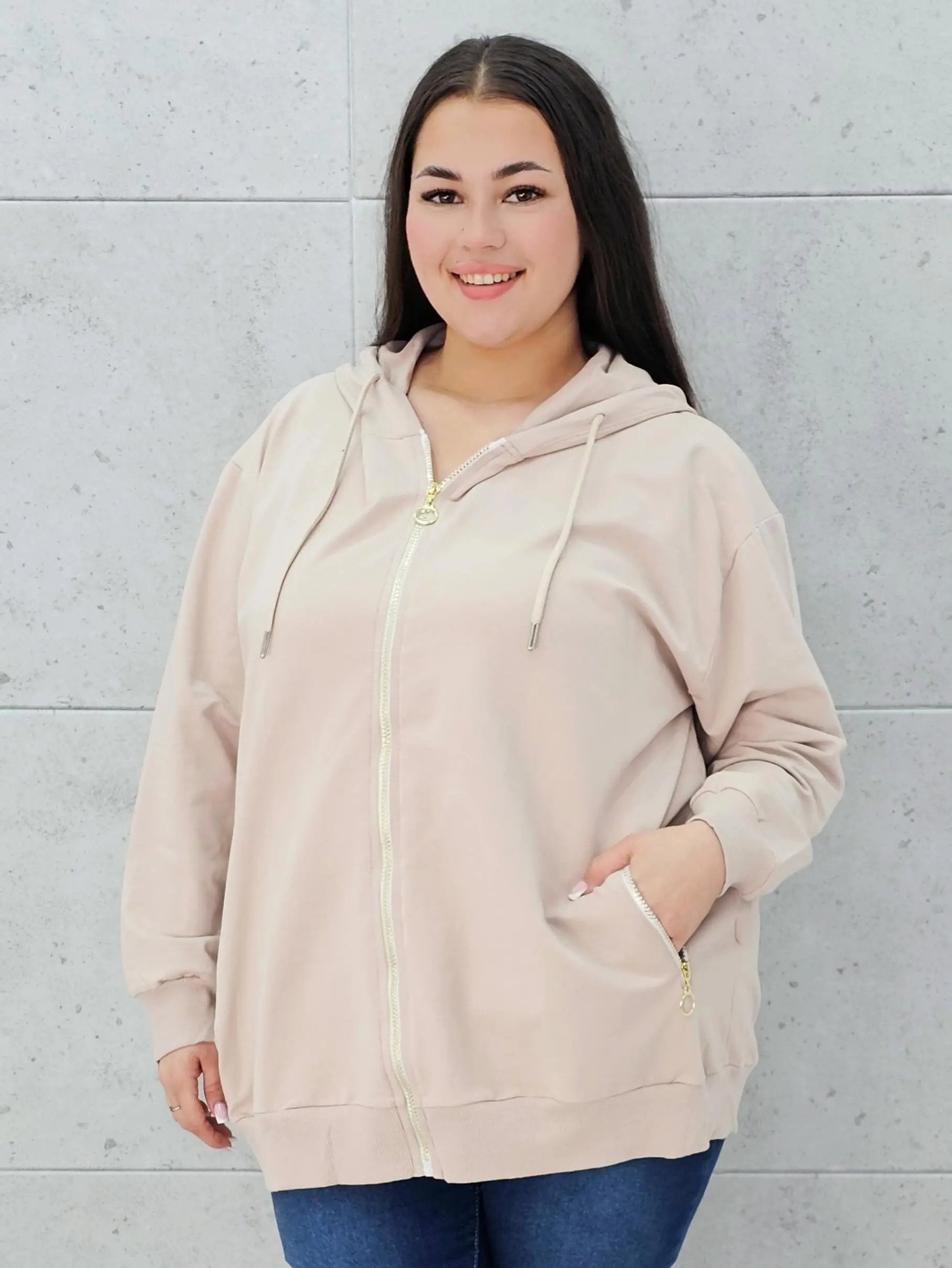 Bluza z kapturem i złotymi zamkami Stylowa XL