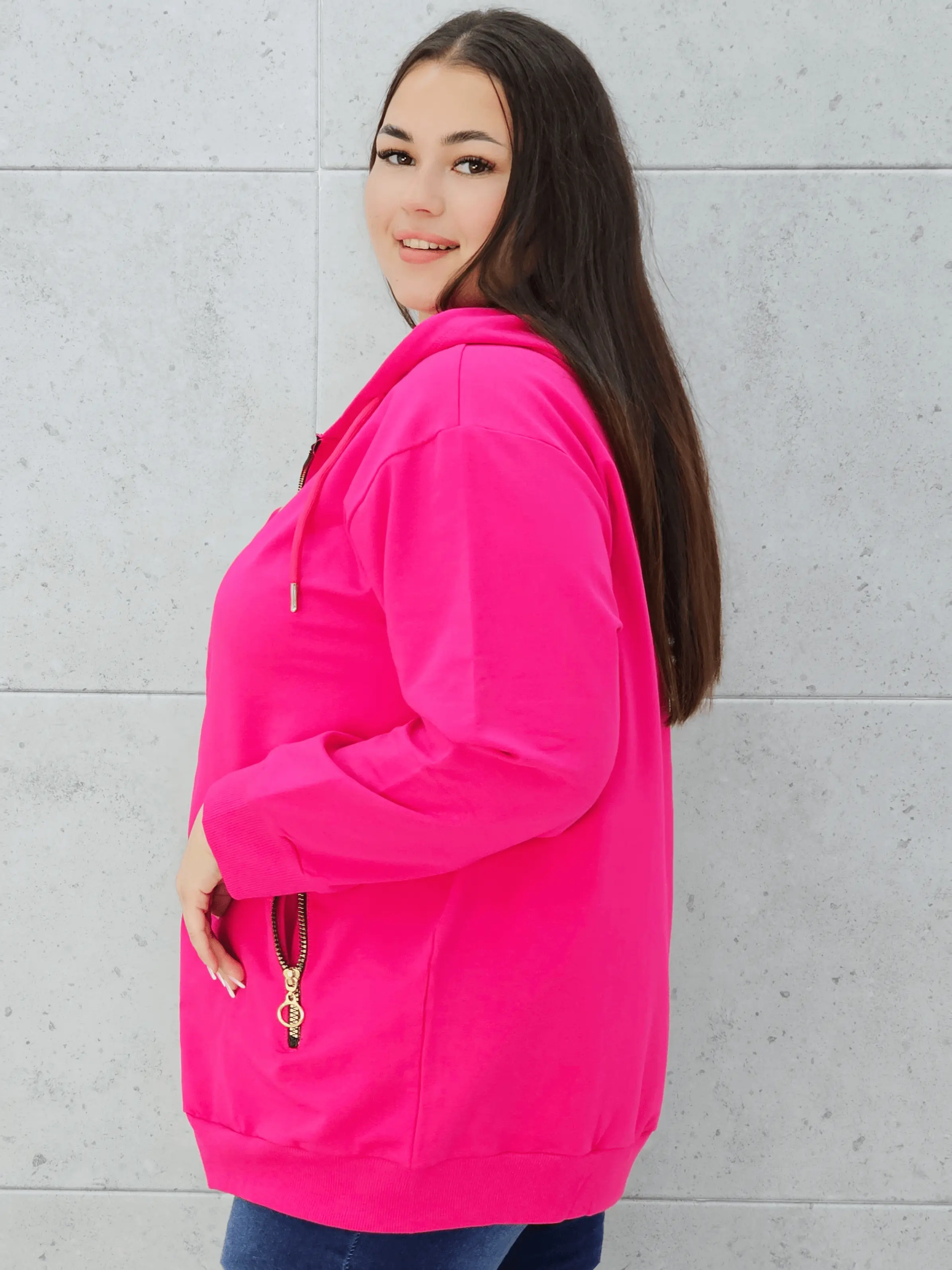 Bluza z kapturem i złotymi zamkami Stylowa XL