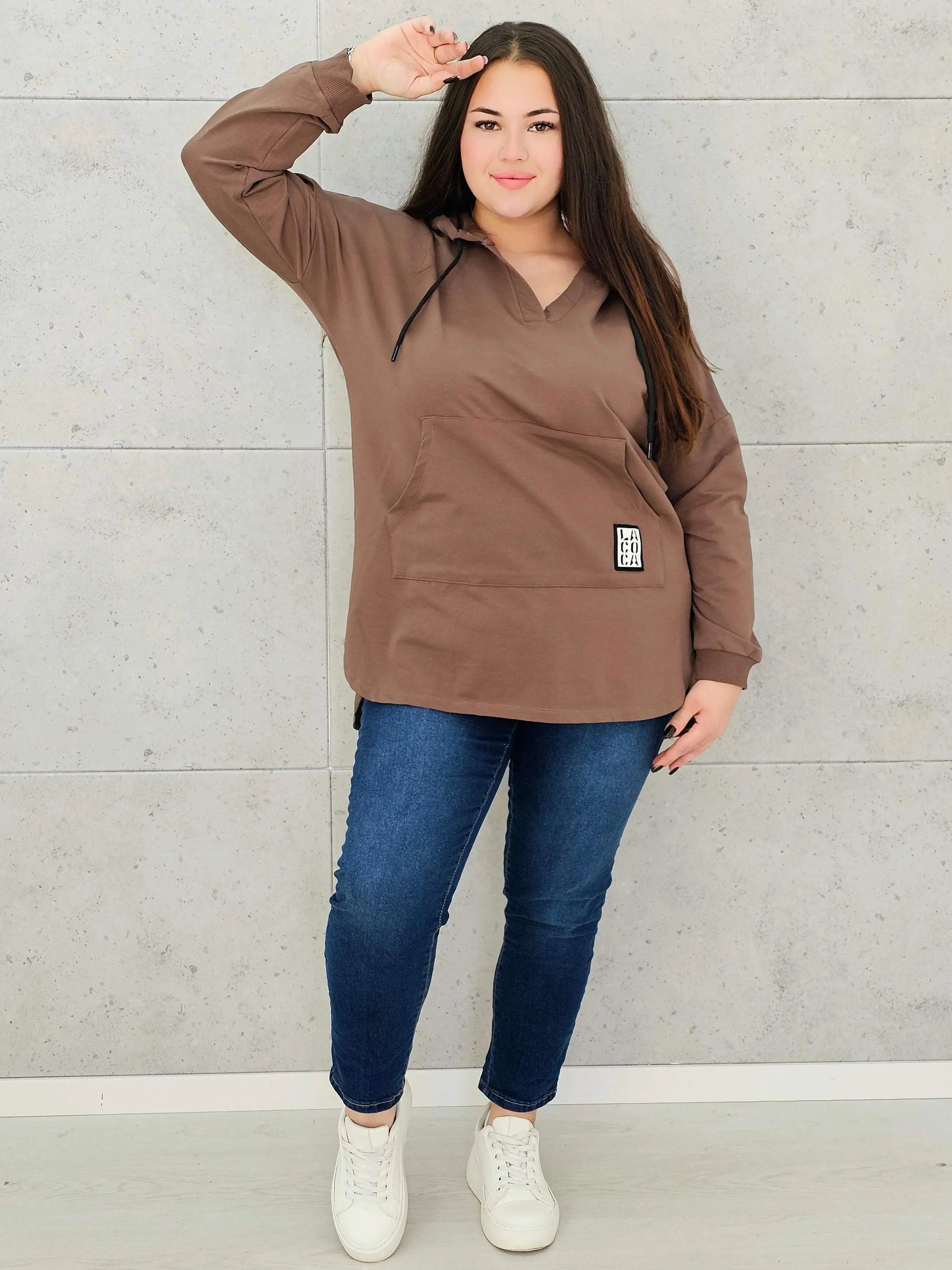 Bluza z kapturem z kieszenią kangurką Stylowa XL