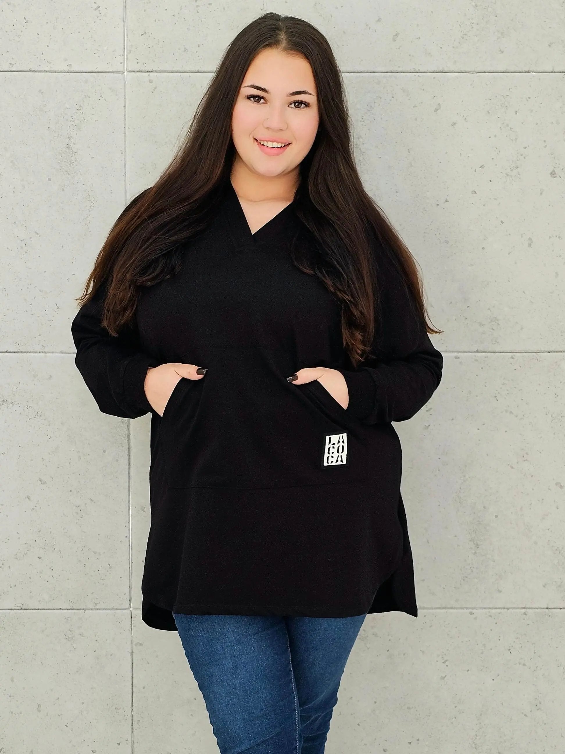 Bluza z kapturem z kieszenią kangurką Stylowa XL