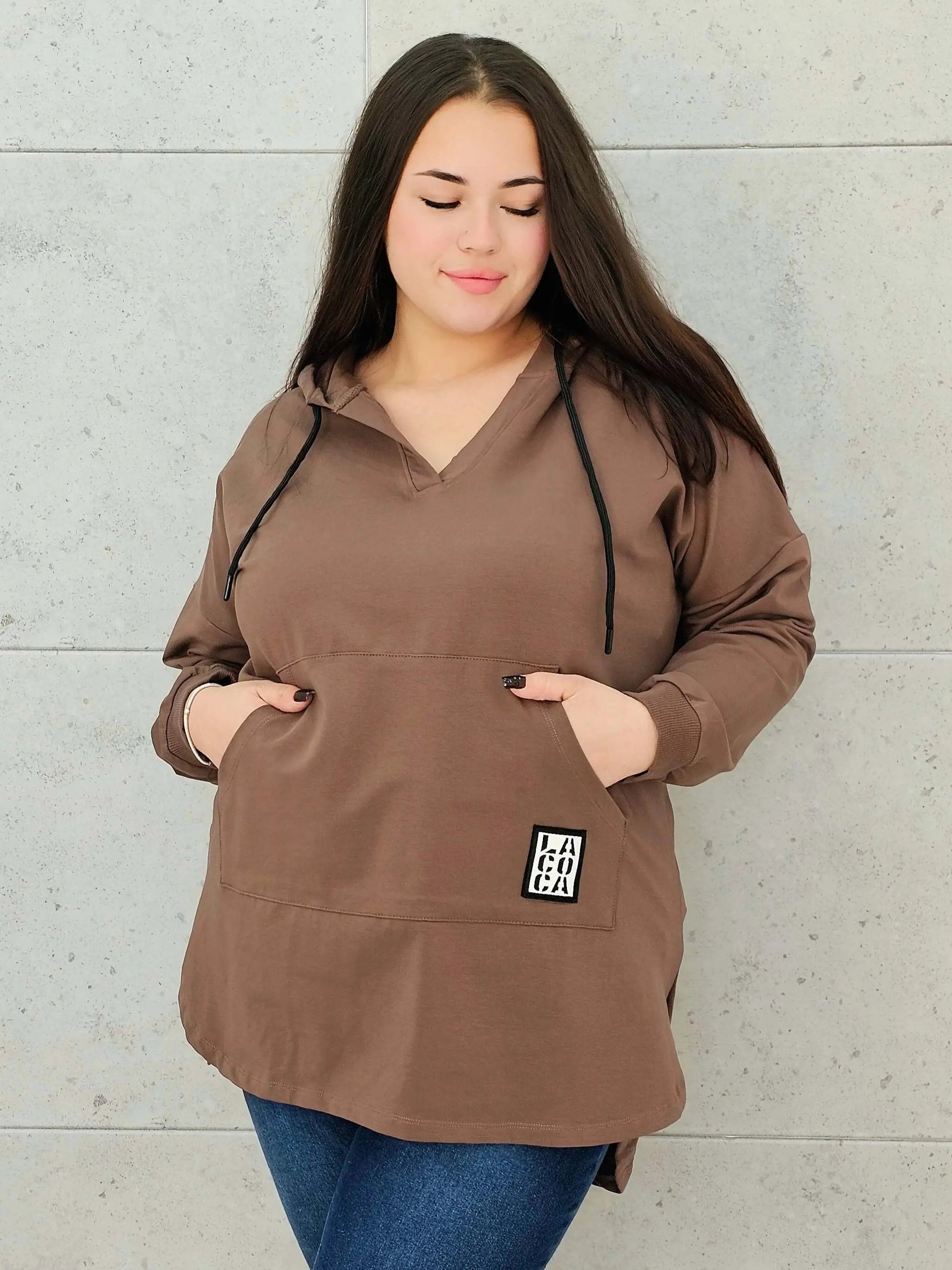 Bluza z kapturem z kieszenią kangurką Stylowa XL