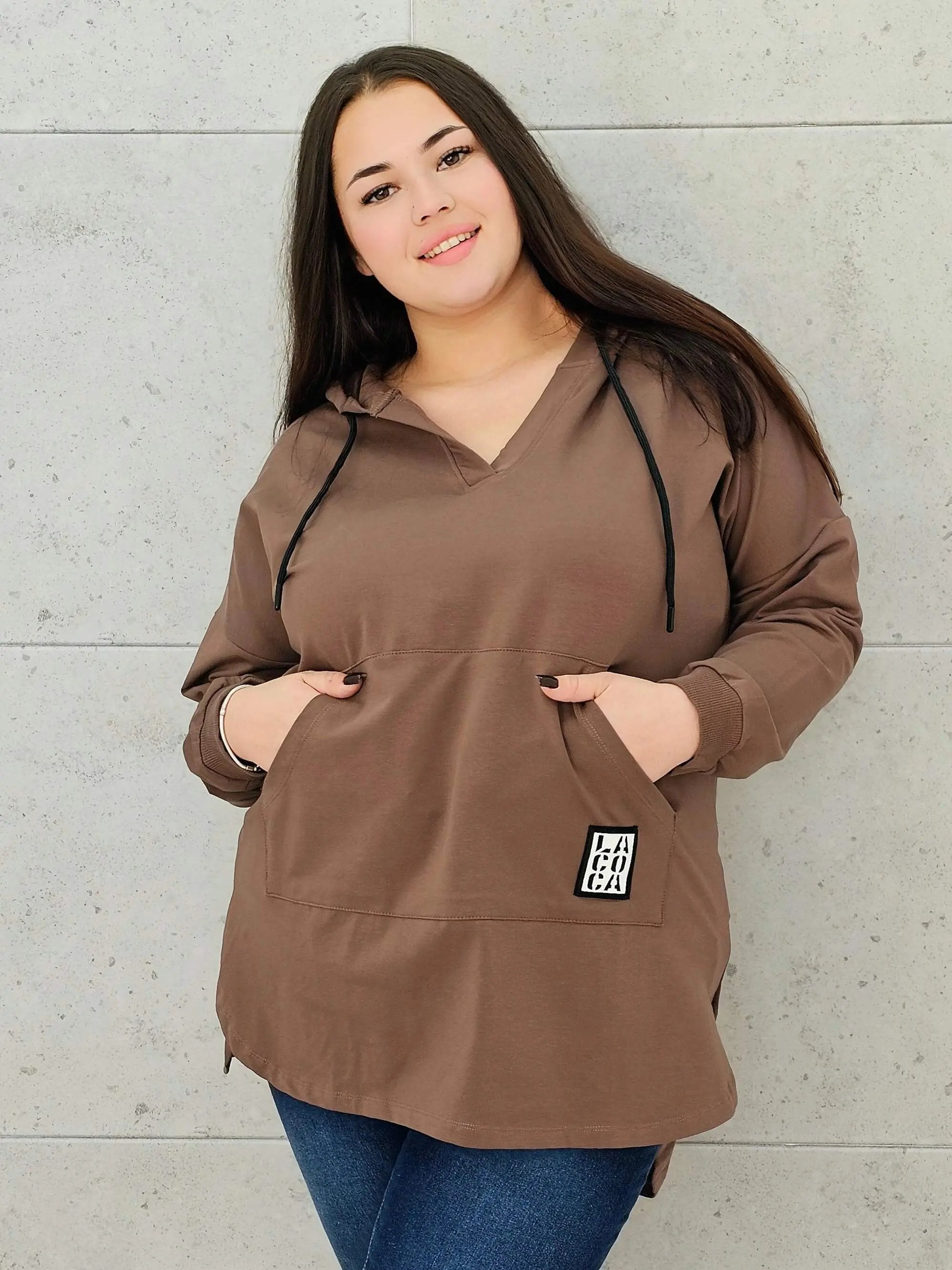 Bluza z kapturem z kieszenią kangurką Stylowa XL