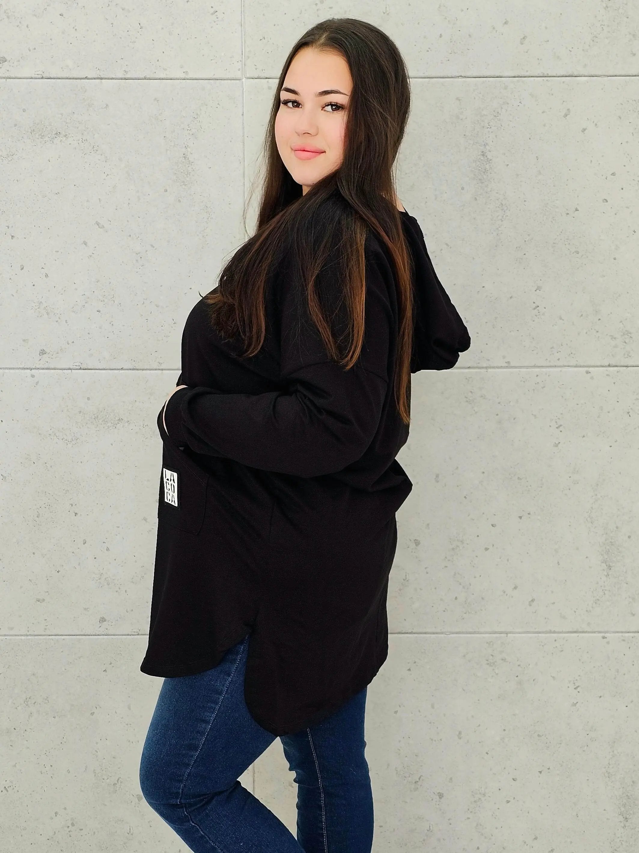 Bluza z kapturem z kieszenią kangurką Stylowa XL