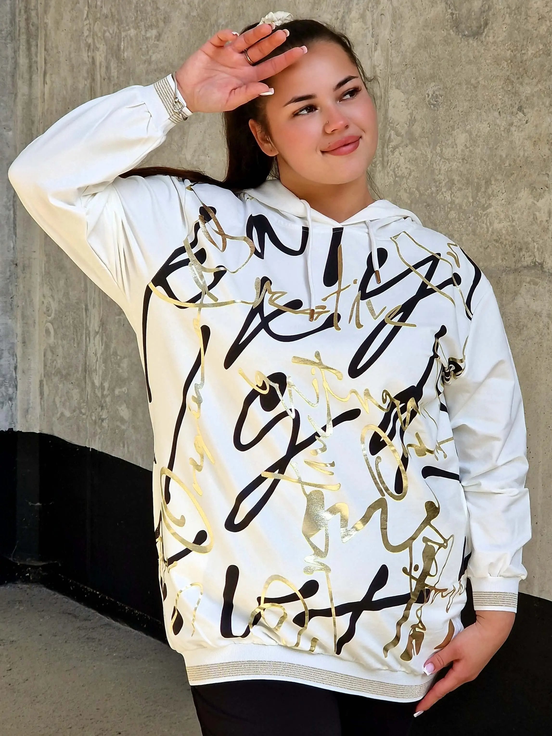 Bluza z kapturem z nadrukiem Stylowa XL